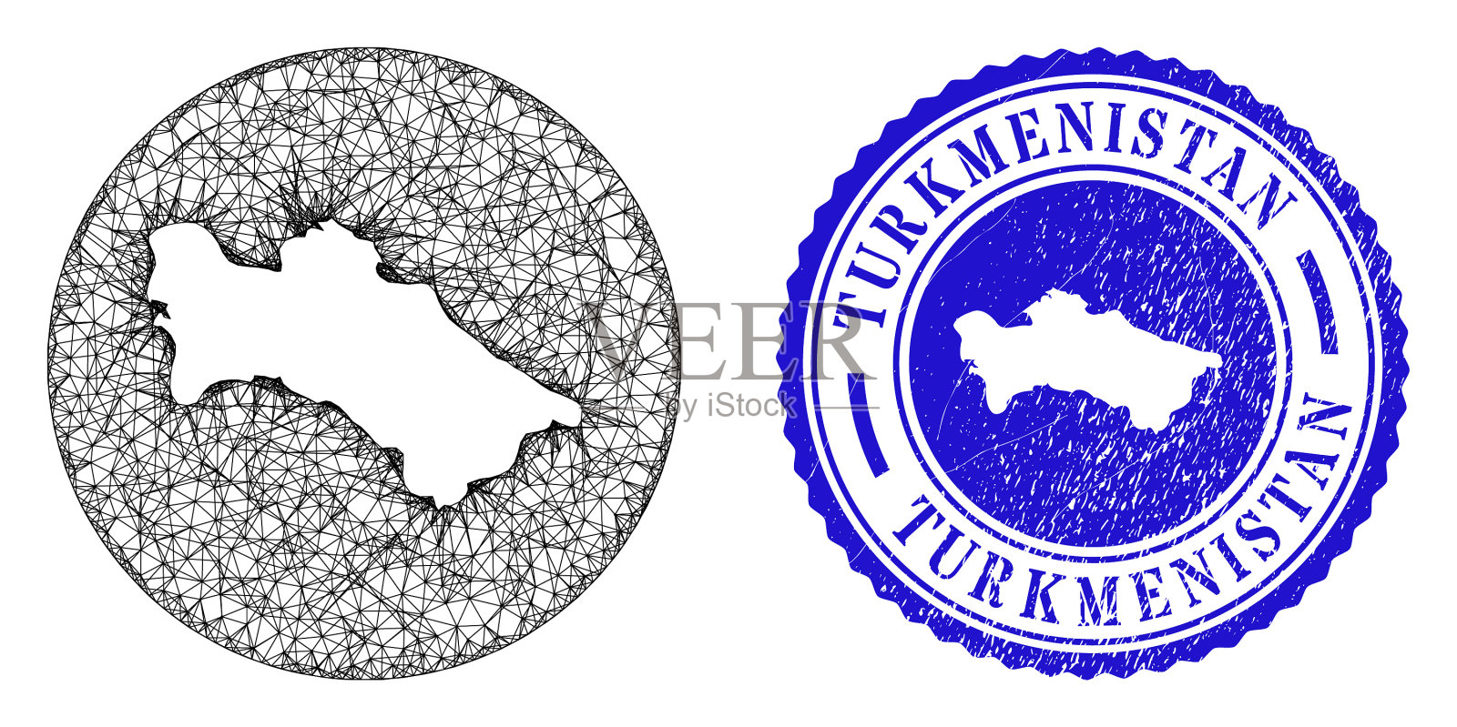 丝网丝网框倒置土库曼图和插画图片素材