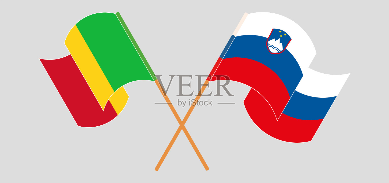 交叉挥舞着马里和斯洛文尼亚的旗帜设计元素图片
