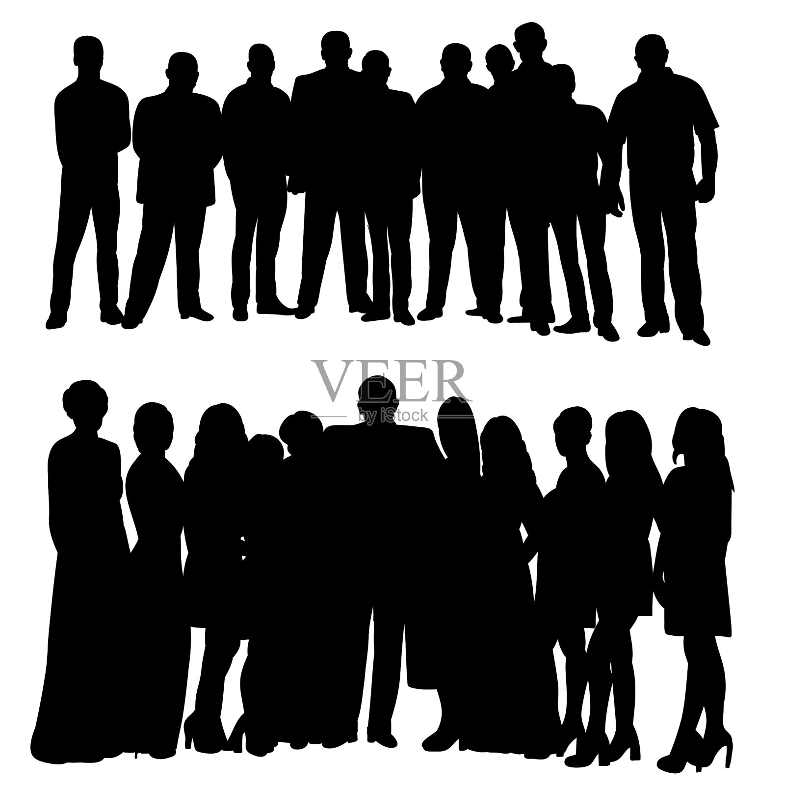 一群站着的人的剪影设计元素图片