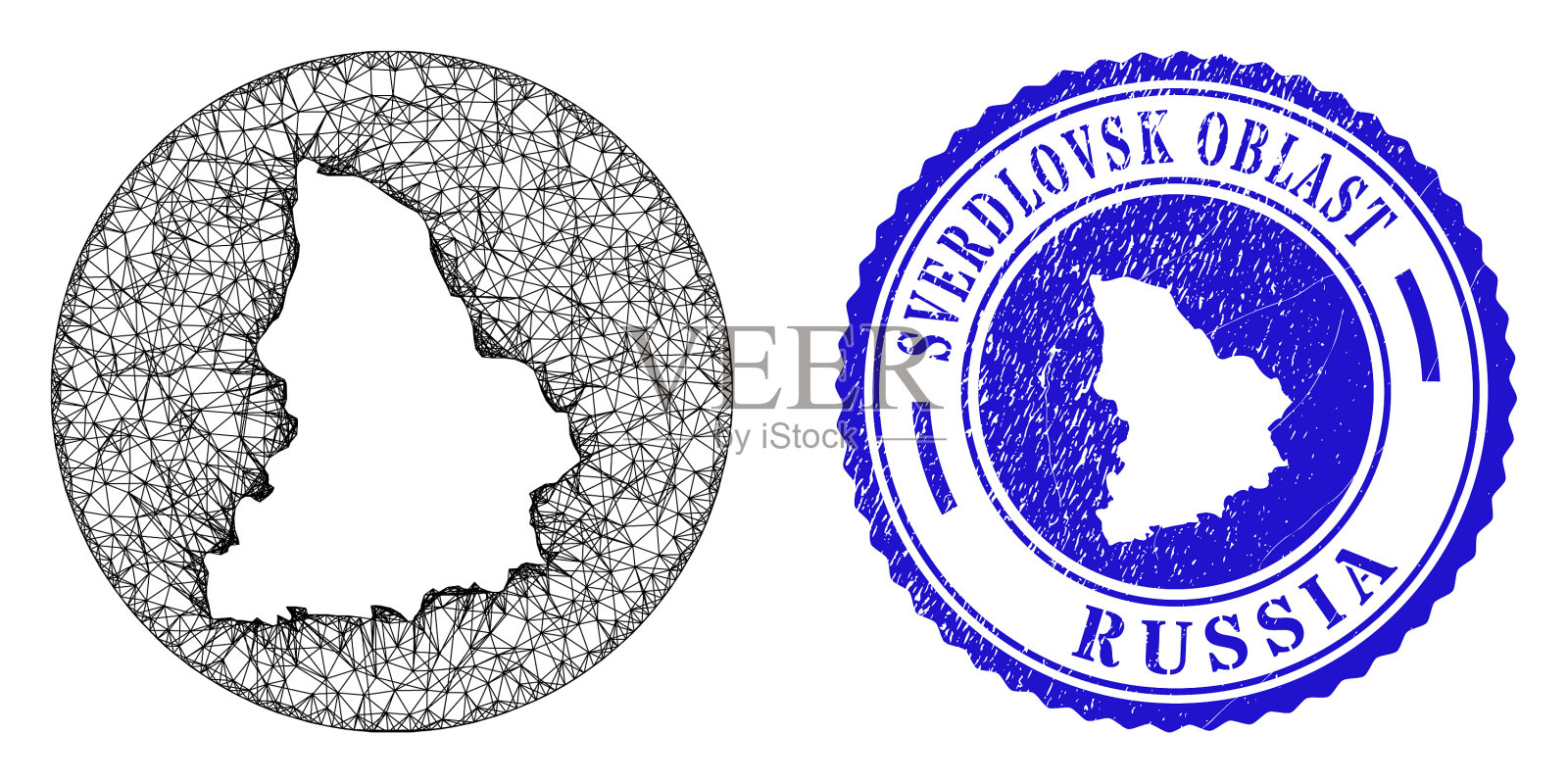 网孔网络和斯维尔德洛夫斯克区域地图插画图片素材