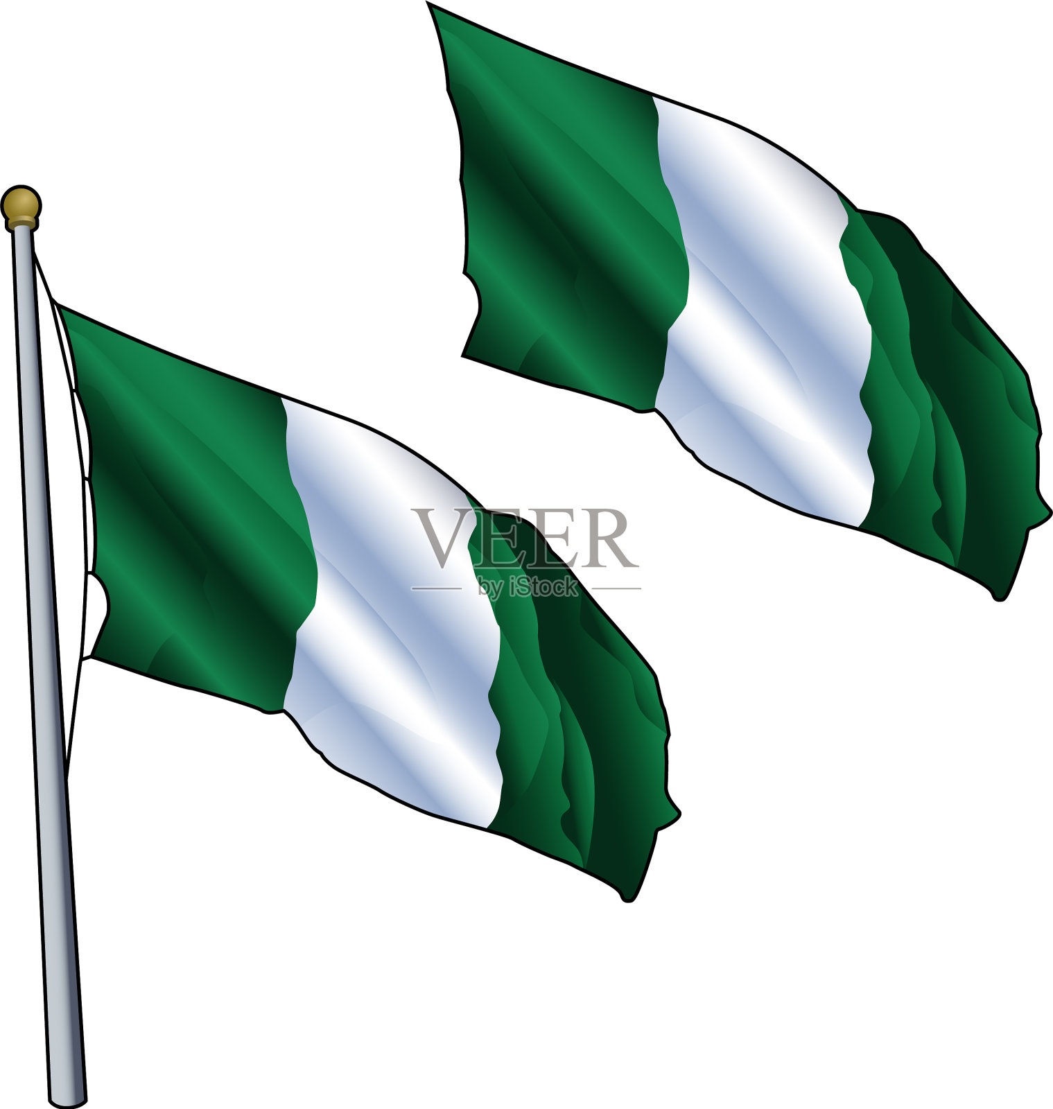 尼日利亚挥舞着国旗设计元素图片
