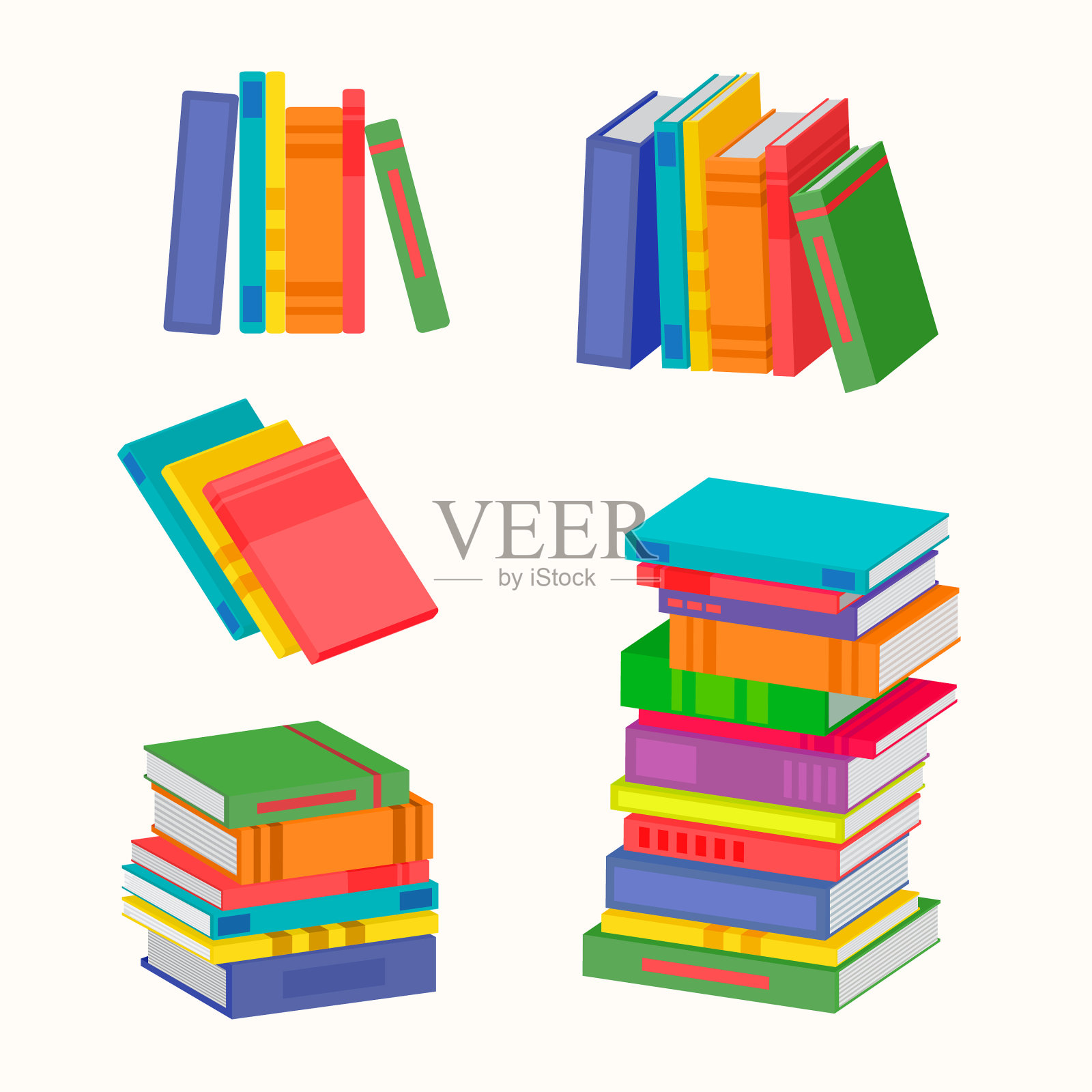 集堆彩色书籍插画图片素材