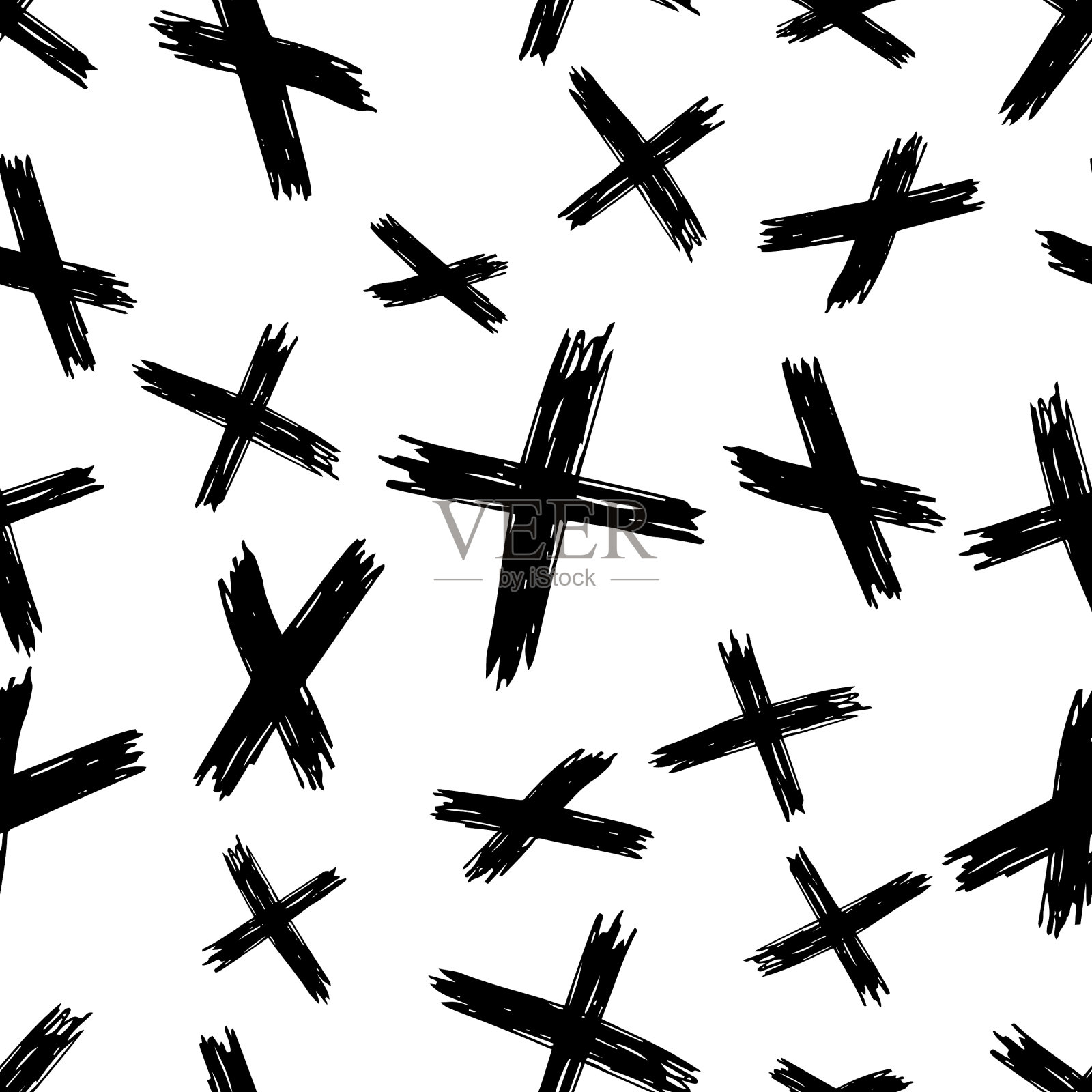 无缝模式与手绘十字符号插画图片素材