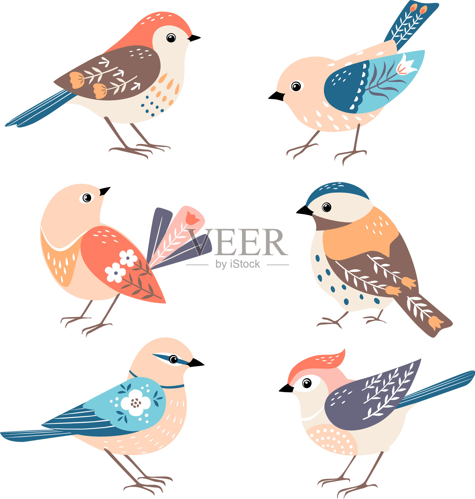 收集可爱的民间小鸟插画图片素材