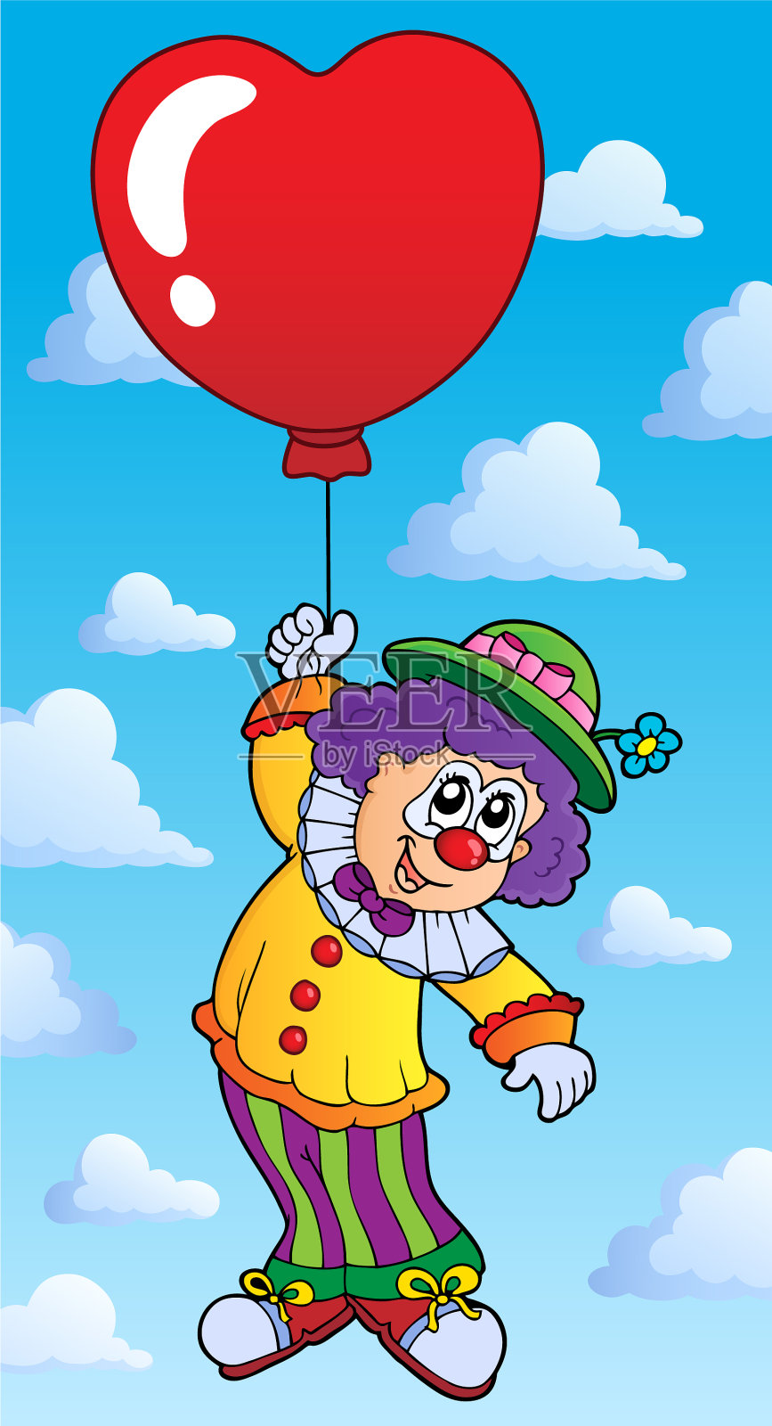 小丑心形气球主题2插画图片素材