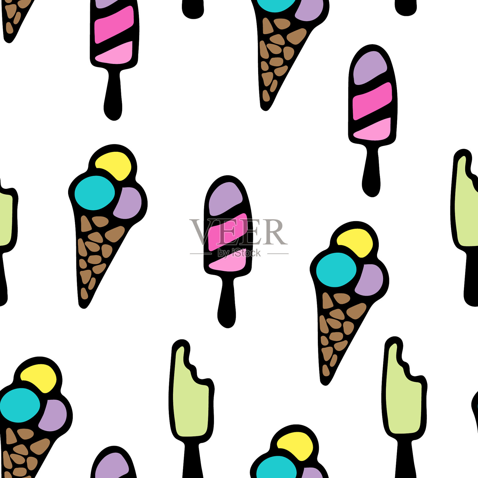 图案-夏日冰淇淋插画图片素材