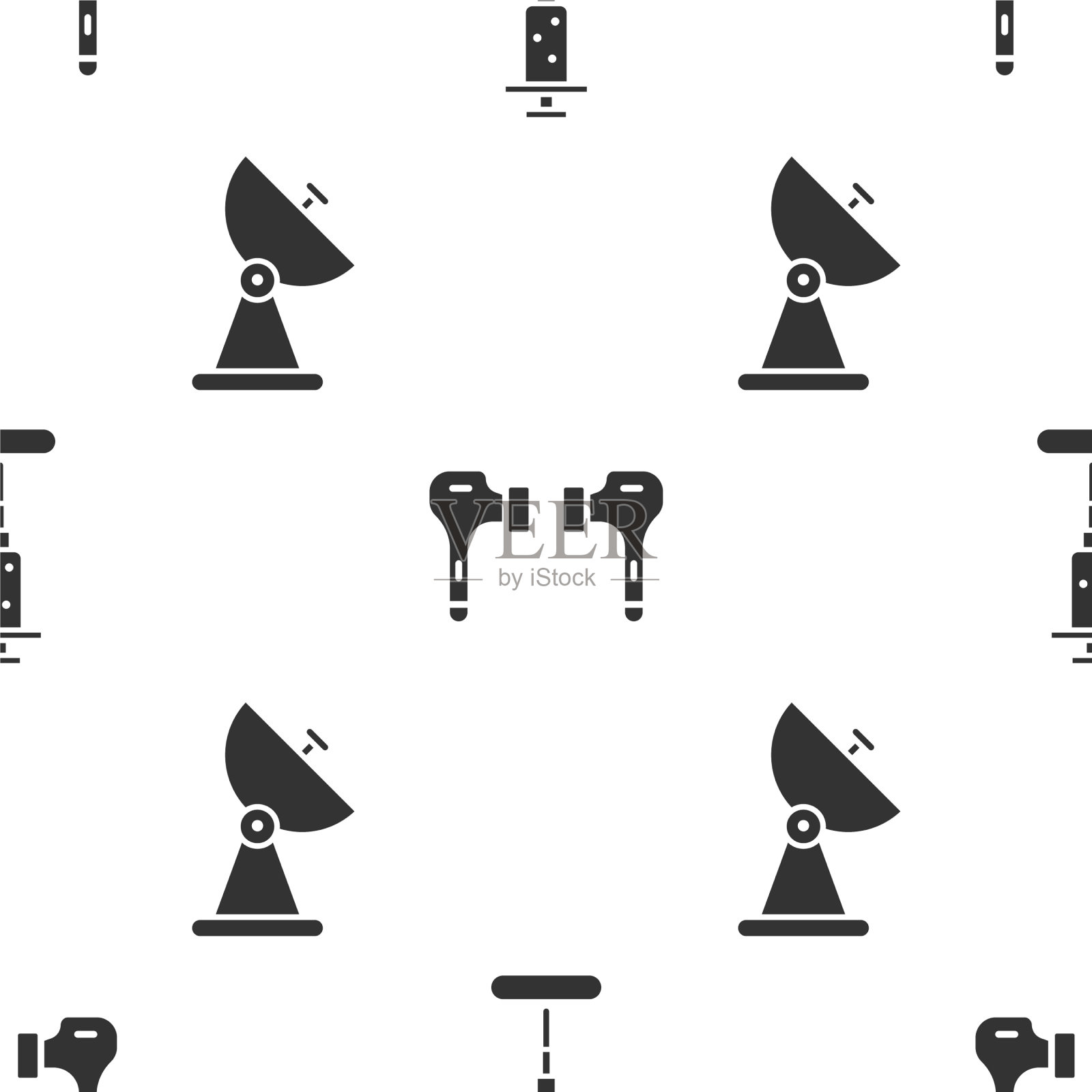 将注射器空气耳机和雷达设置为无缝图标素材