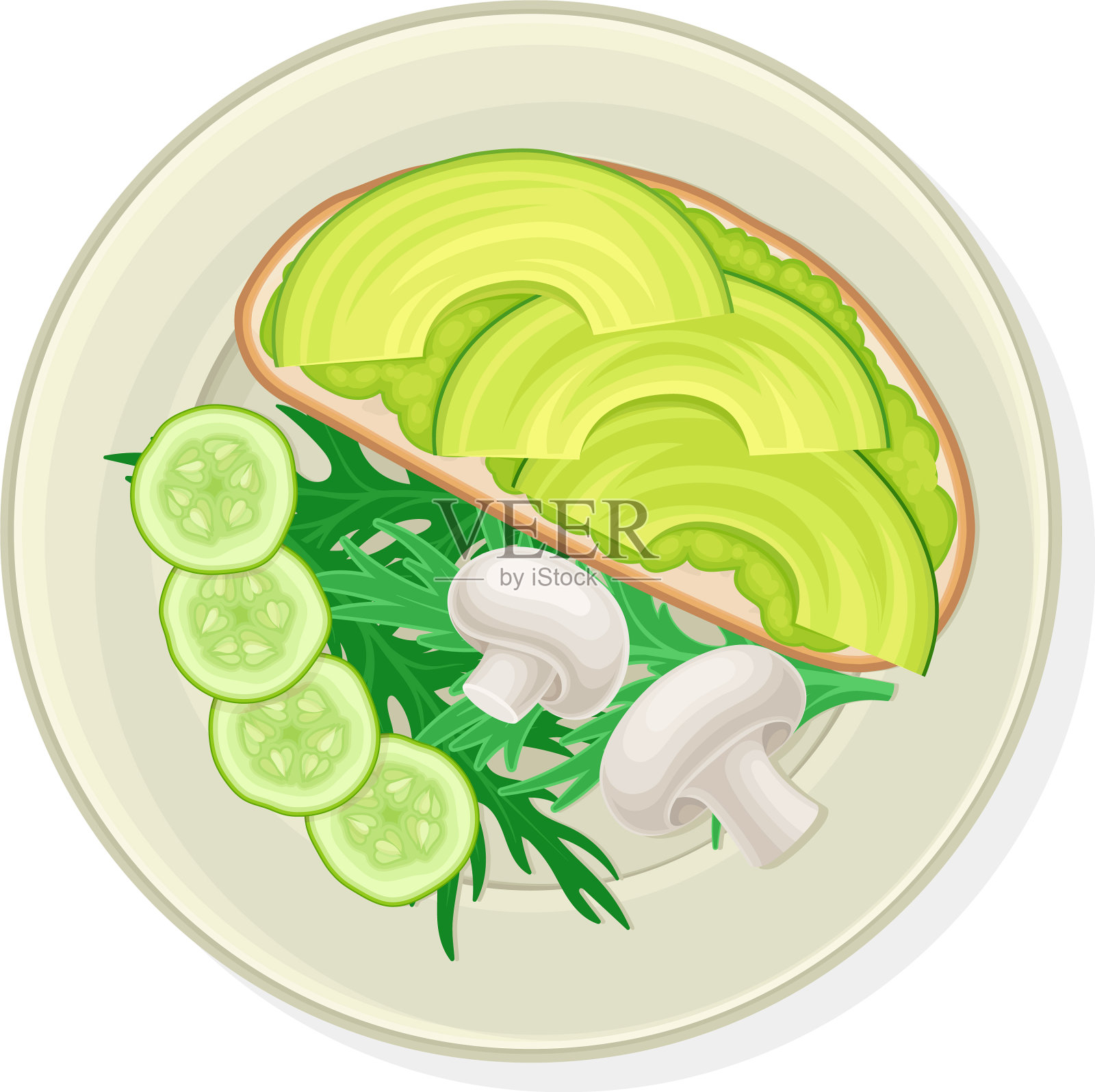 蔬菜切块，配上厨房香草和插画图片素材