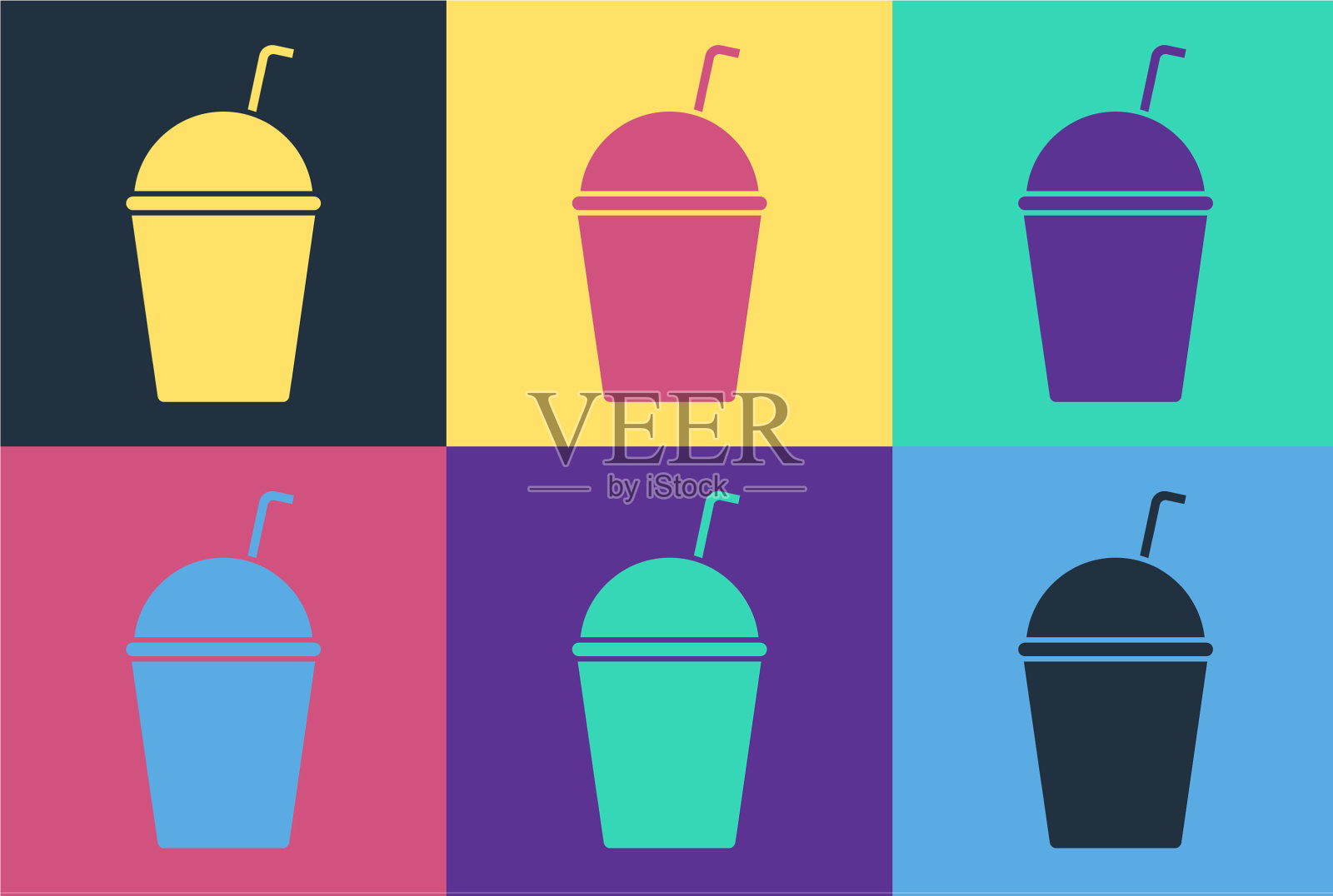 流行艺术奶昔图标孤立的颜色插画图片素材