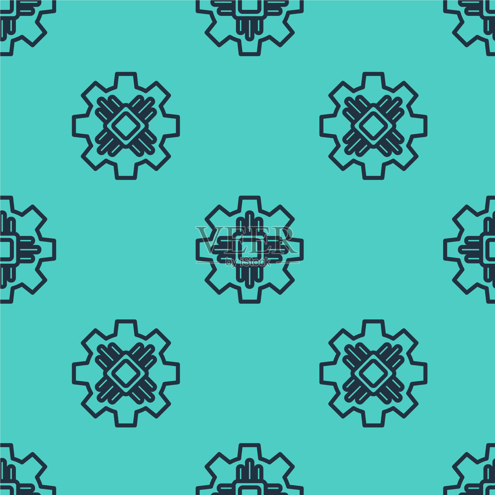 黑线处理器图标隔离无缝插画图片素材