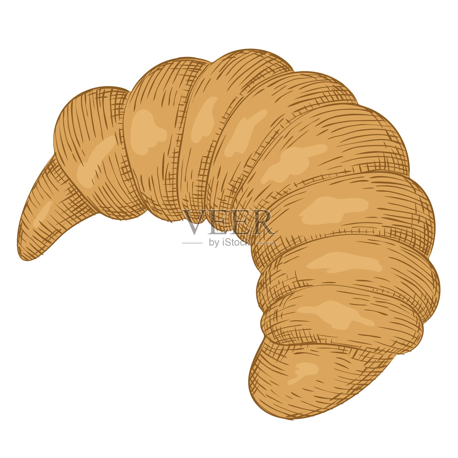 烘焙产品。烘焙食品孤立例证。手绘面包涂鸦。铅笔粉笔画素描。插画图片素材