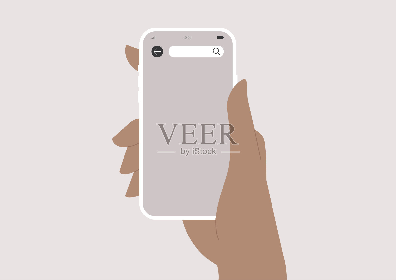 一个手机模板，空屏幕，一只手拿着智能手机设计元素图片