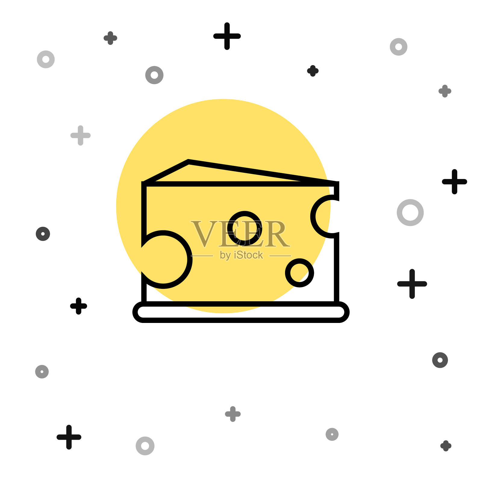 黑线奶酪图标孤立在白色上图标素材