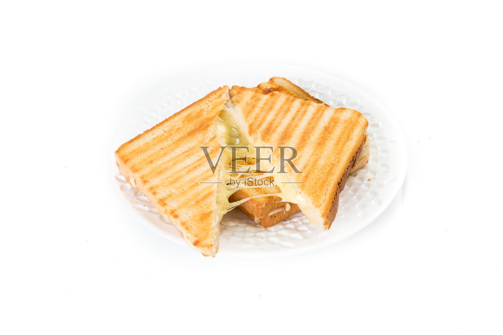 吐司三明治与奶酪隔离在白色照片摄影图片