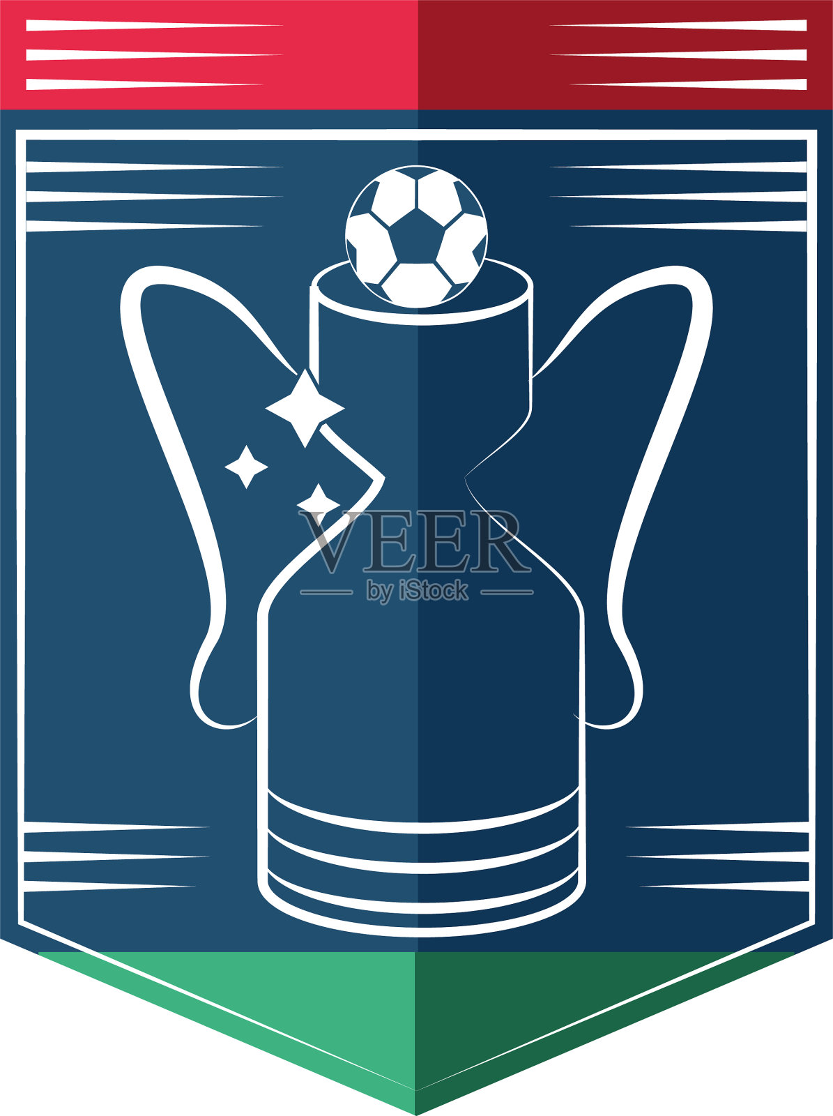 足球与杯丝带详细风格图标设计元素图片