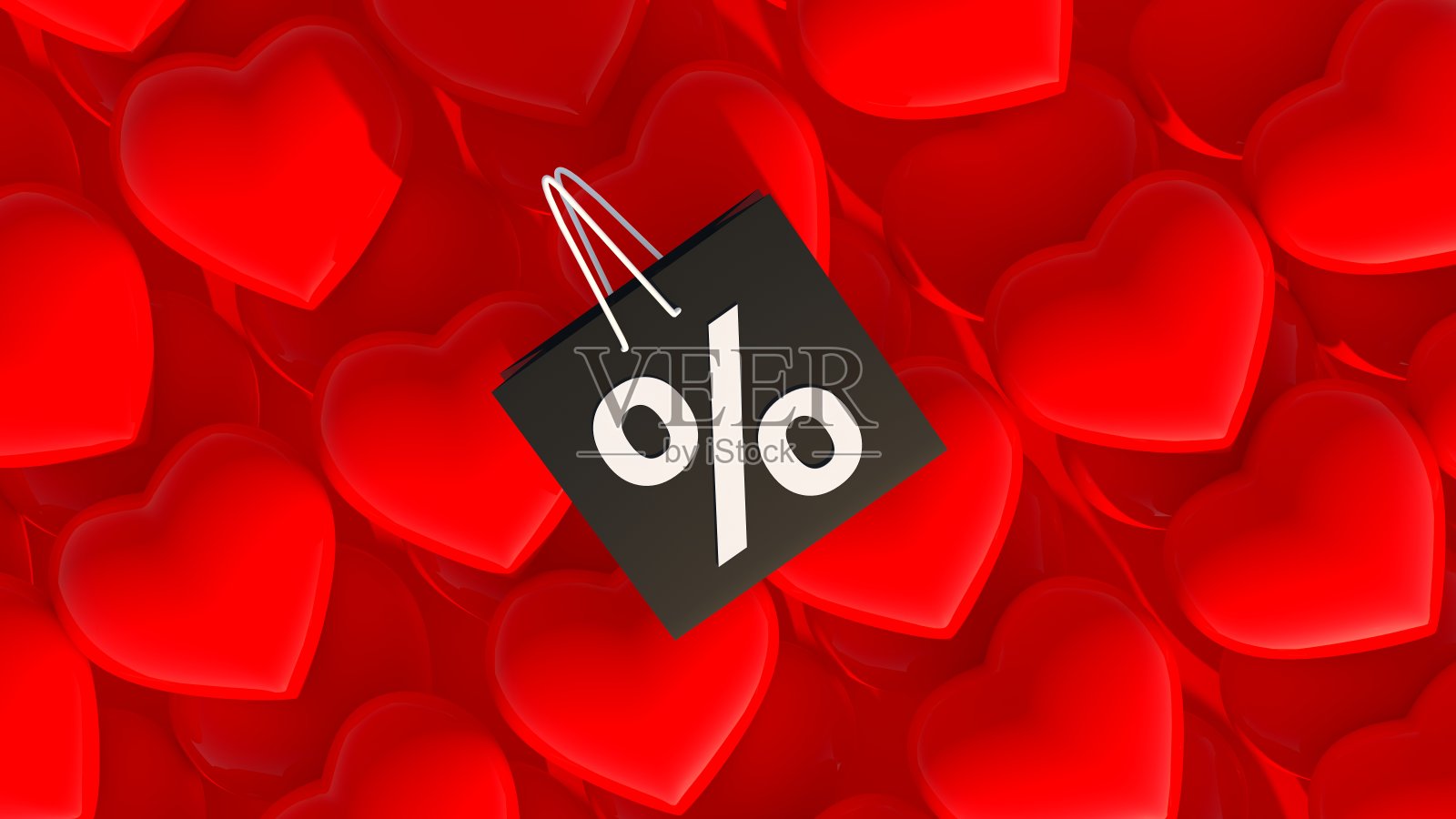 购物袋上有红心的百分比照片摄影图片