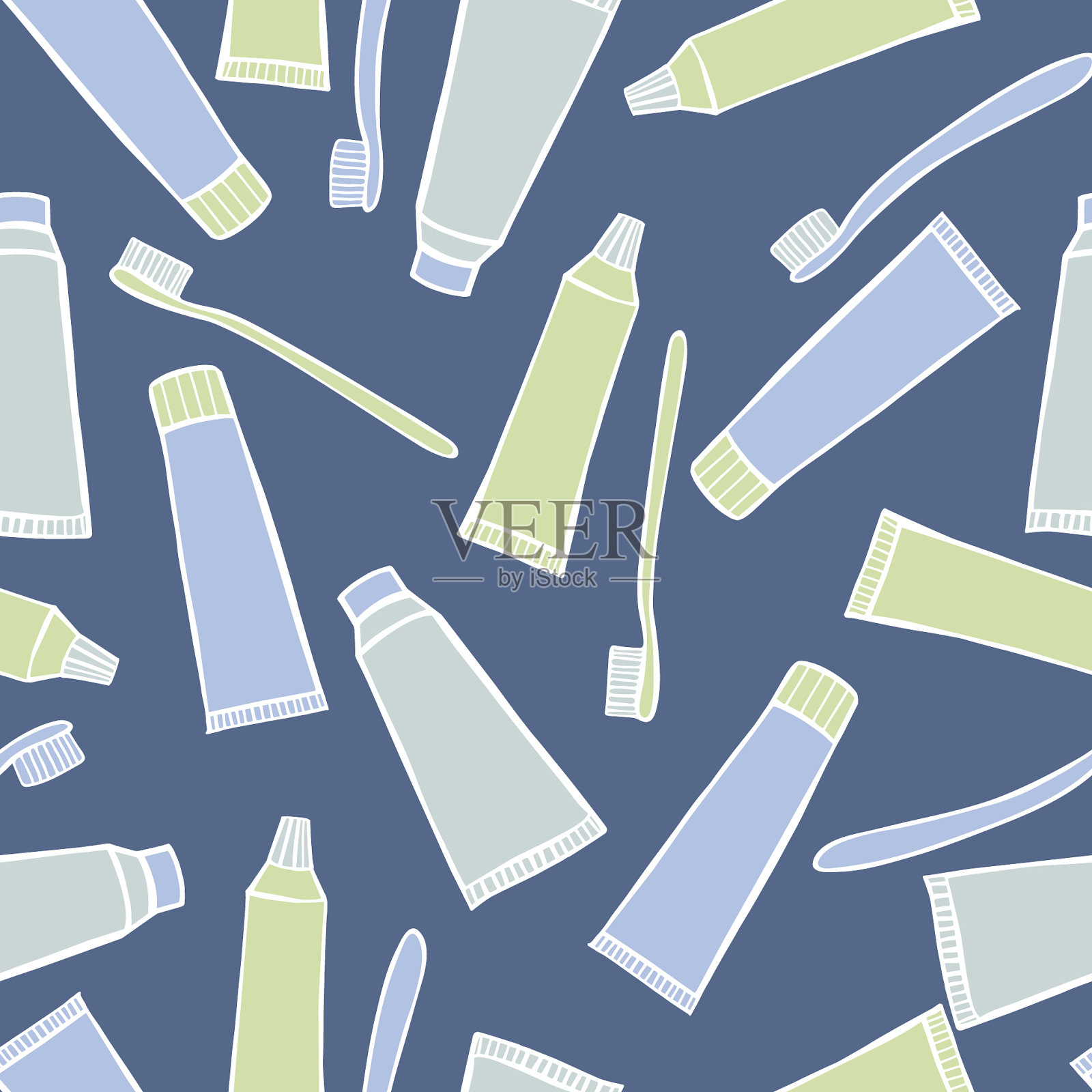 手绘牙刷和牙膏管插画图片素材