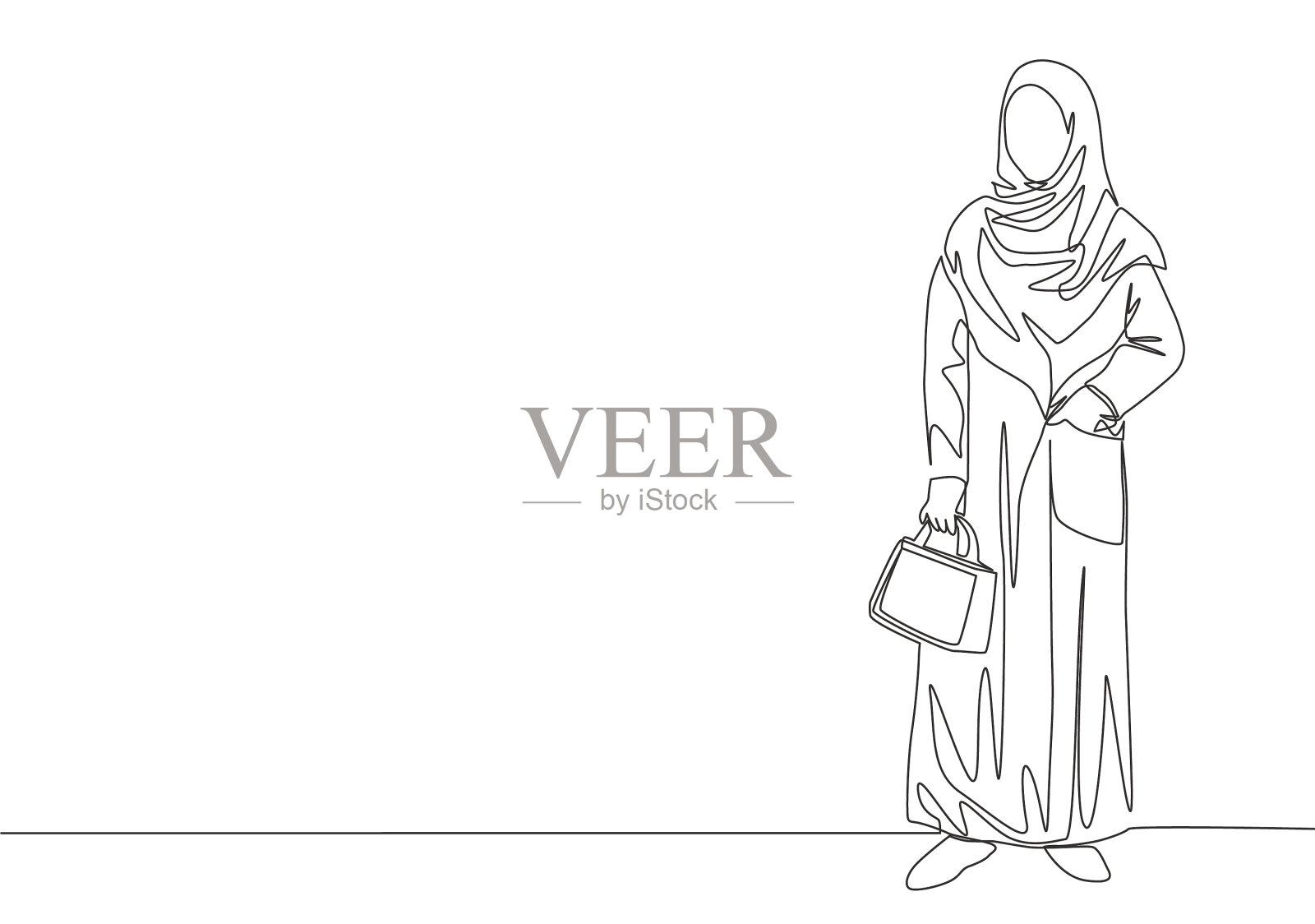 一条连续的线画着年轻的漂亮设计元素图片