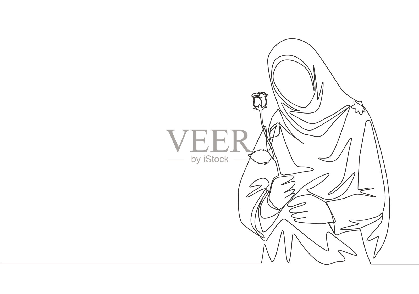 单线连续画年轻快乐设计元素图片