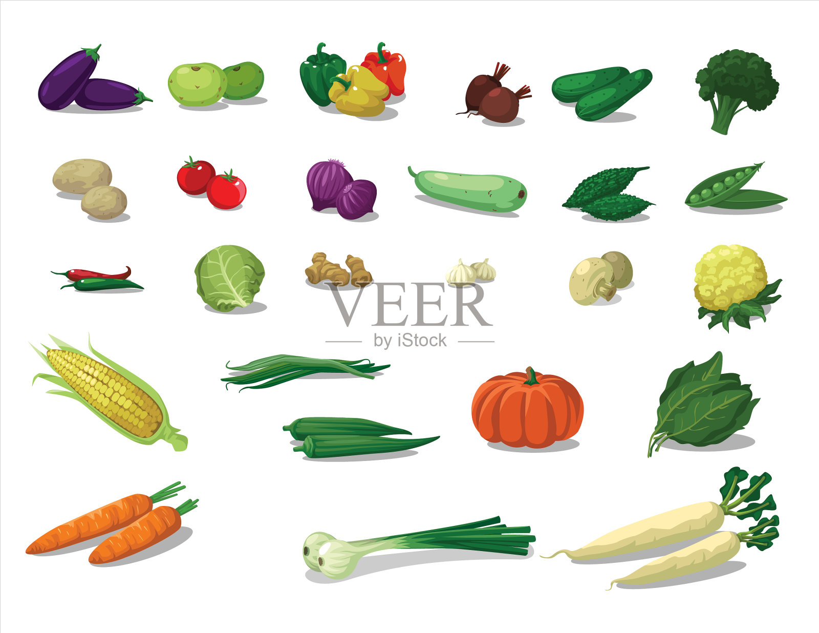 新鲜蔬菜设置插画图片素材