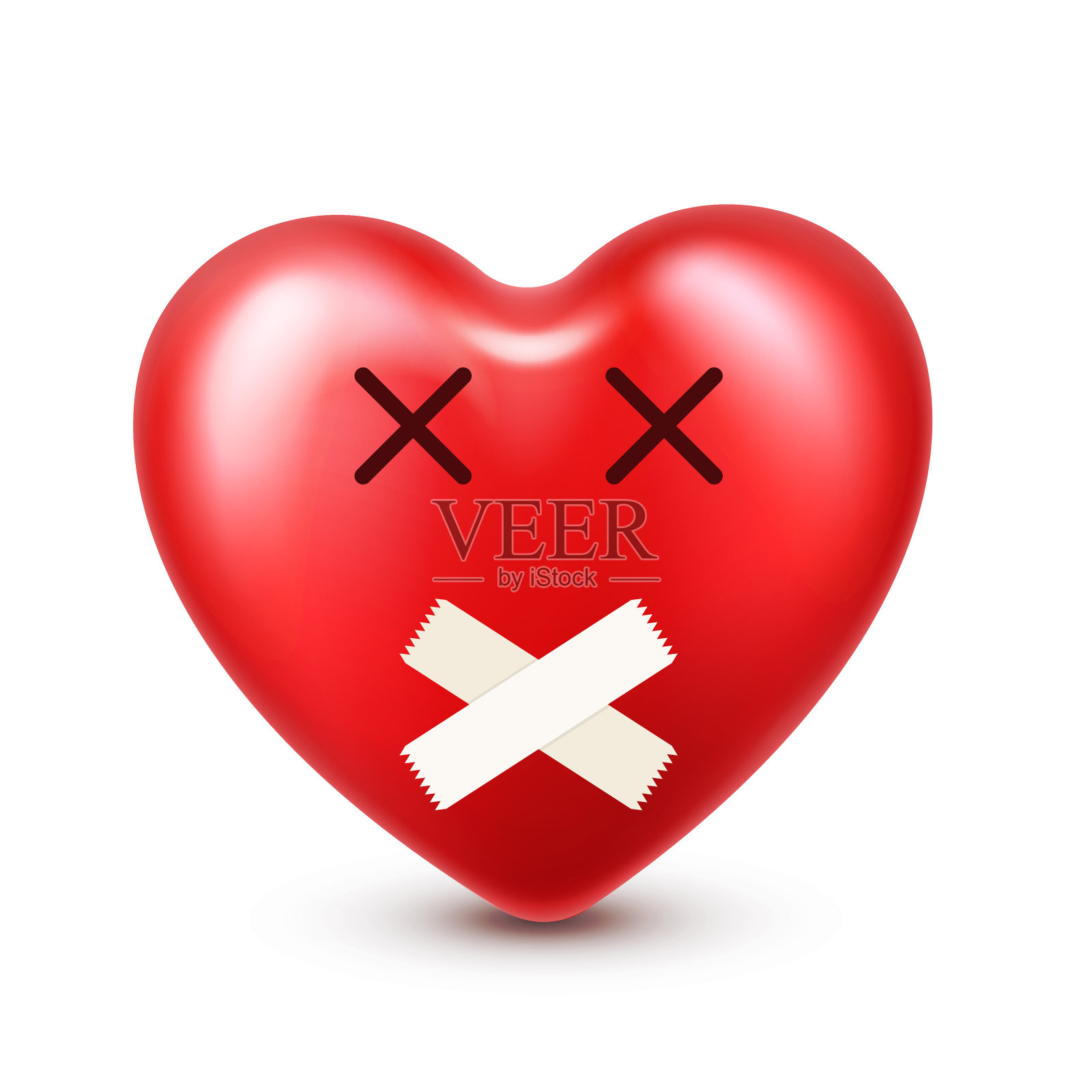 心形微笑表情向量为情人节。有趣的红脸表情和情绪。爱的象征插画图片素材