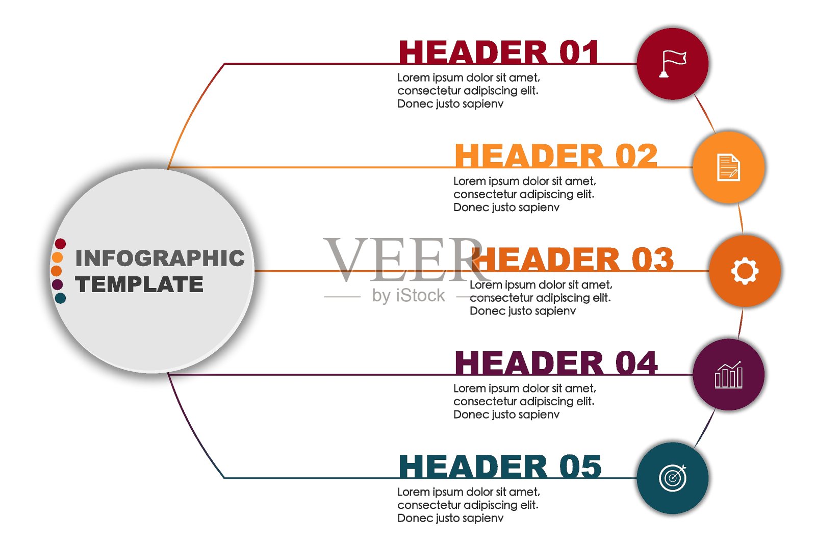 矢量信息图模板与启动进度的5个向导步骤设计模板素材