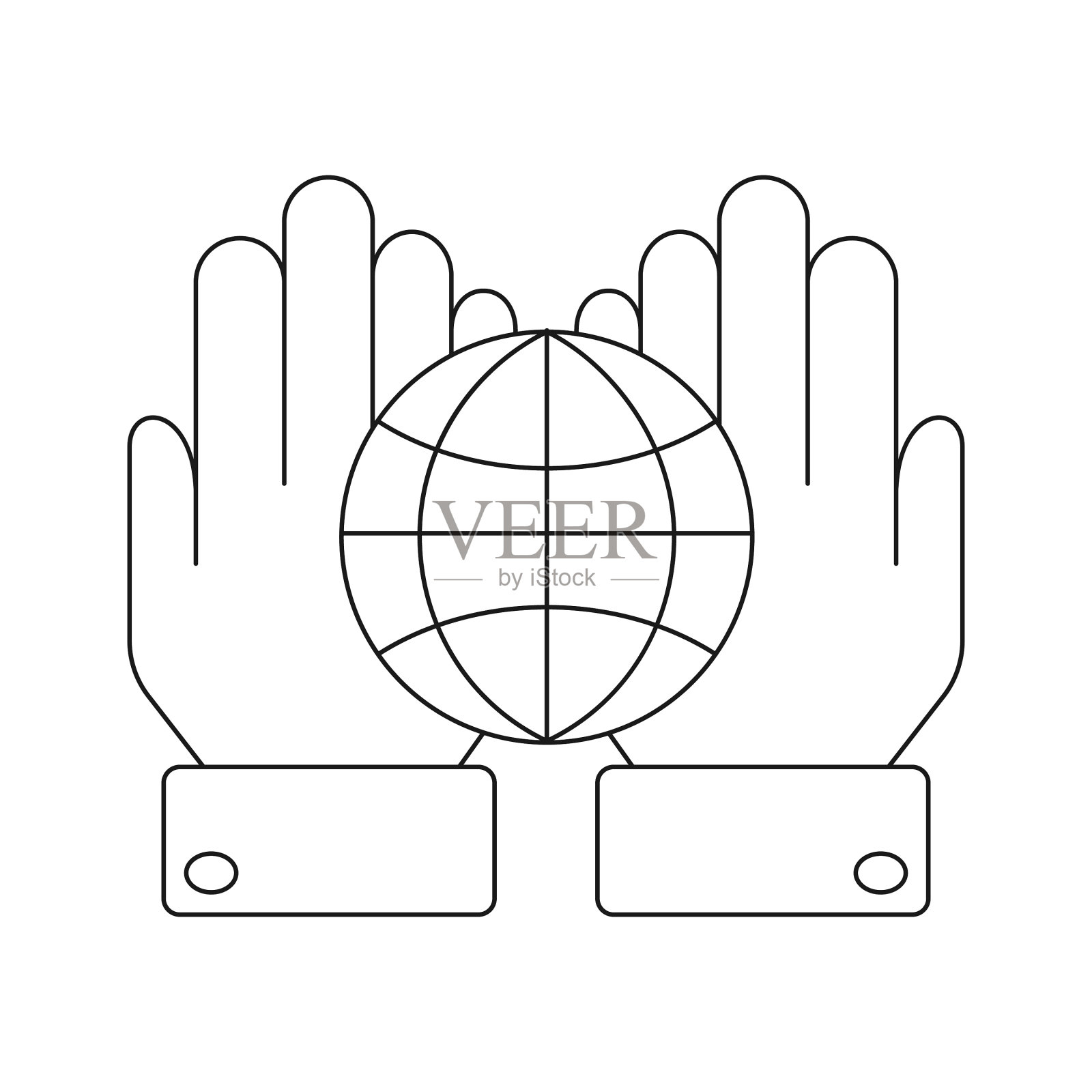 地球仪上伸出的手掌简单的图标空图标素材