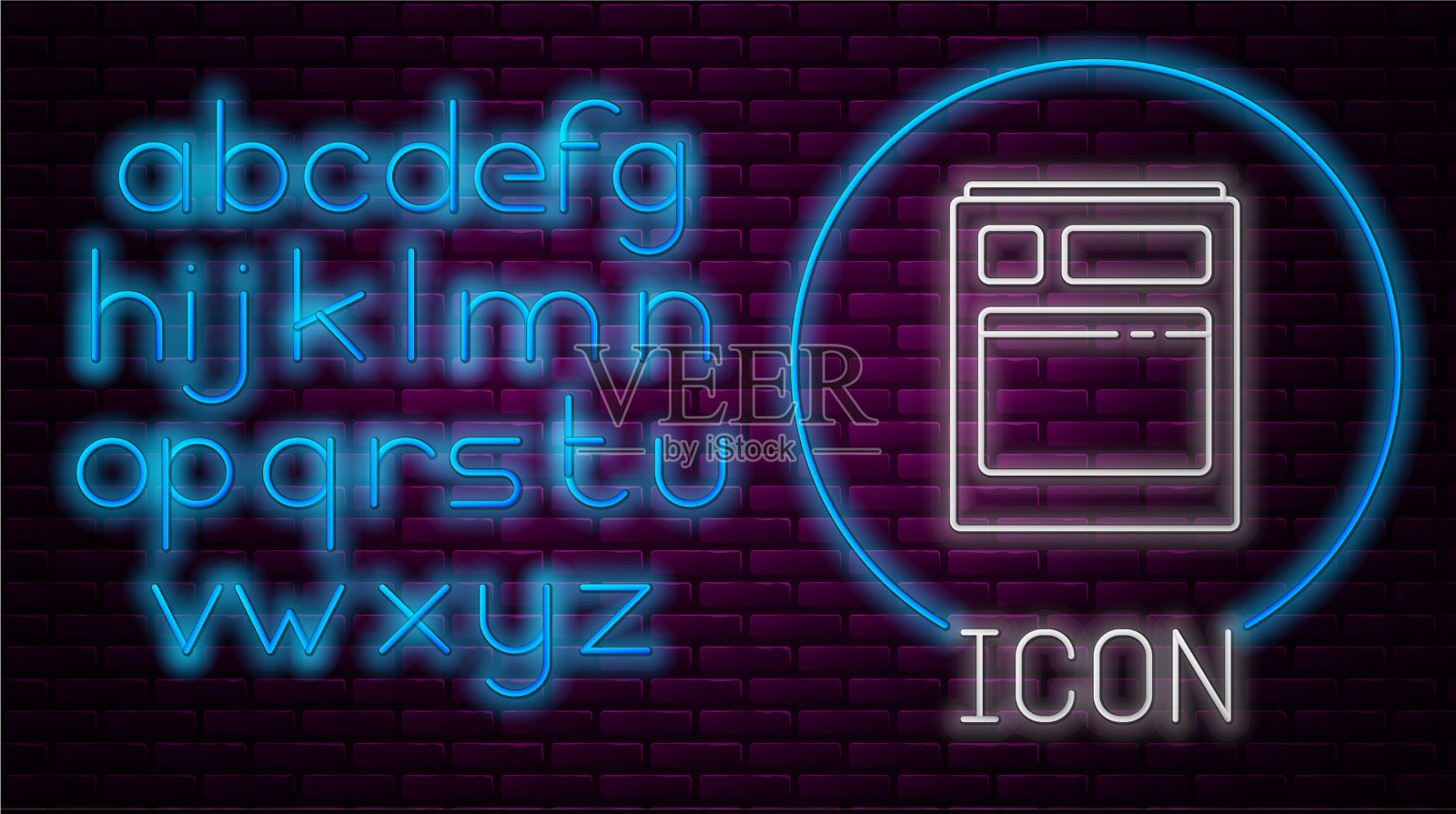 发光的霓虹灯线厨房洗碗机图标图标素材