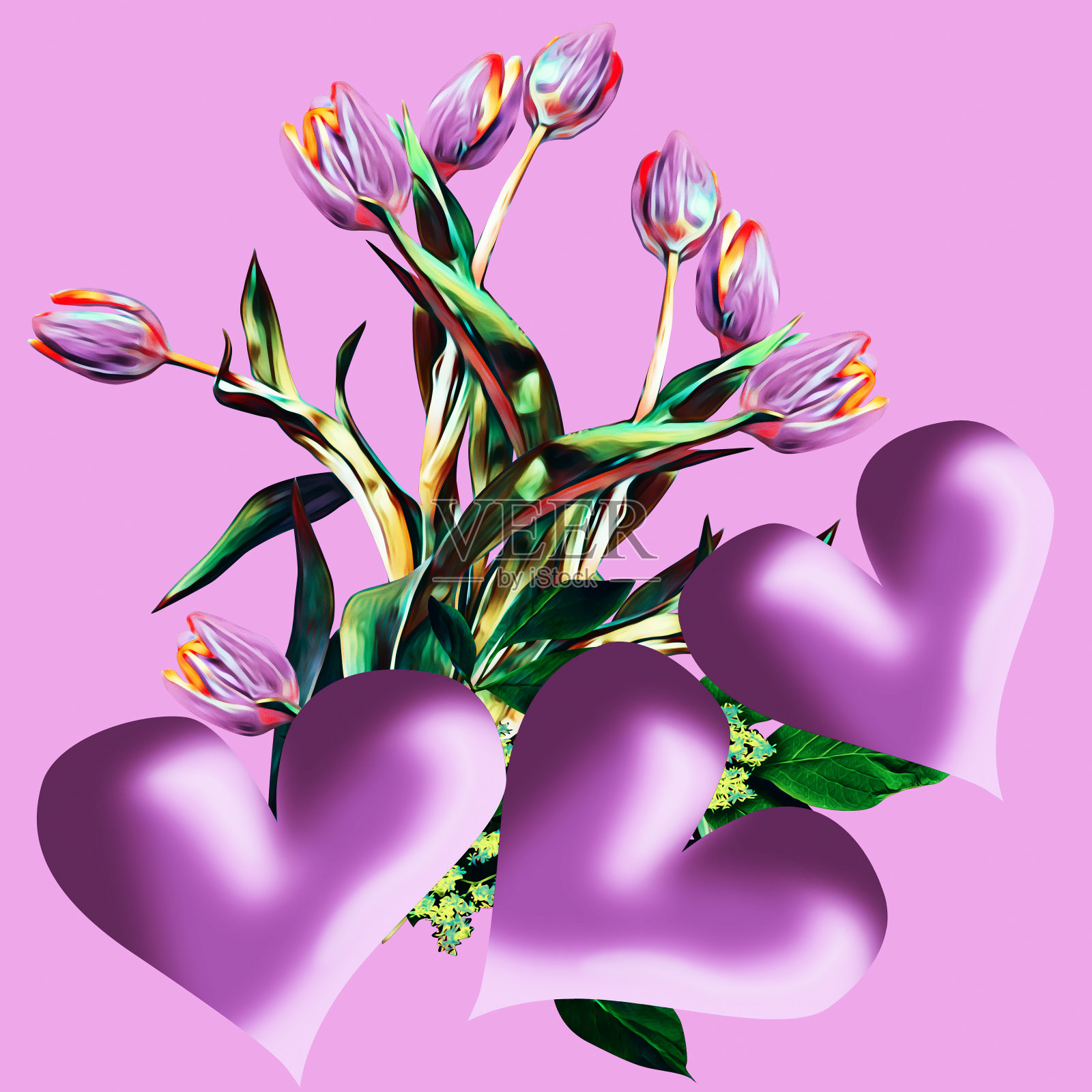 情人节花束，艺术模板。插画图片素材