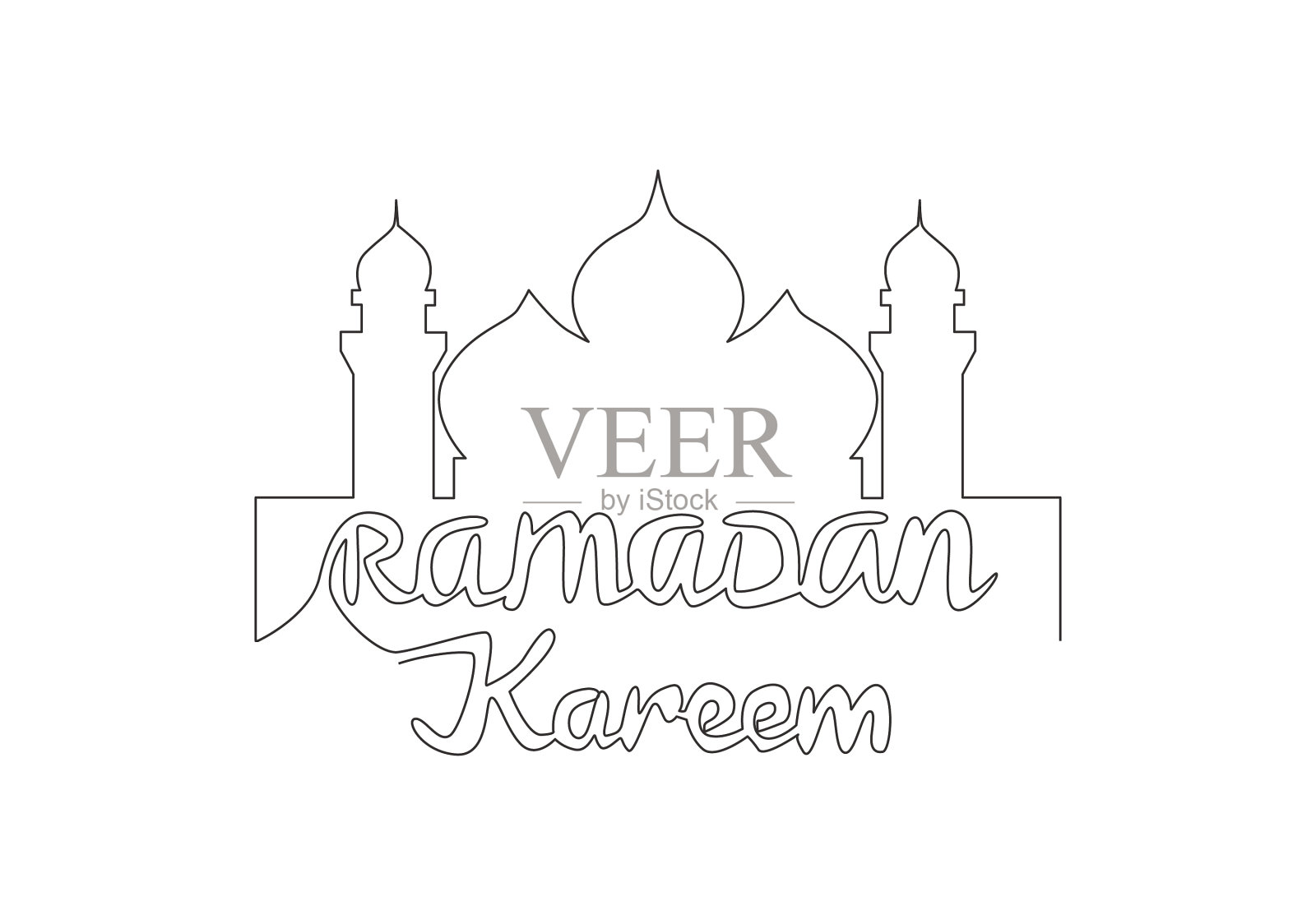 一条画着开斋节快乐的线设计元素图片