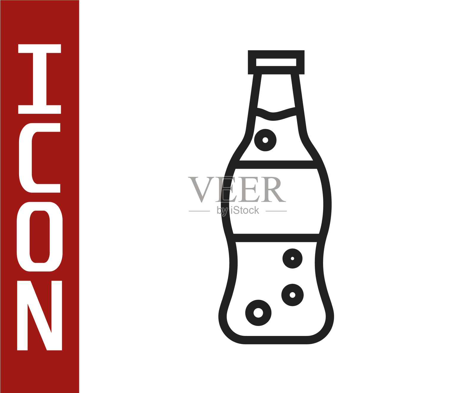 黑线瓶水图标孤立在白色上插画图片素材