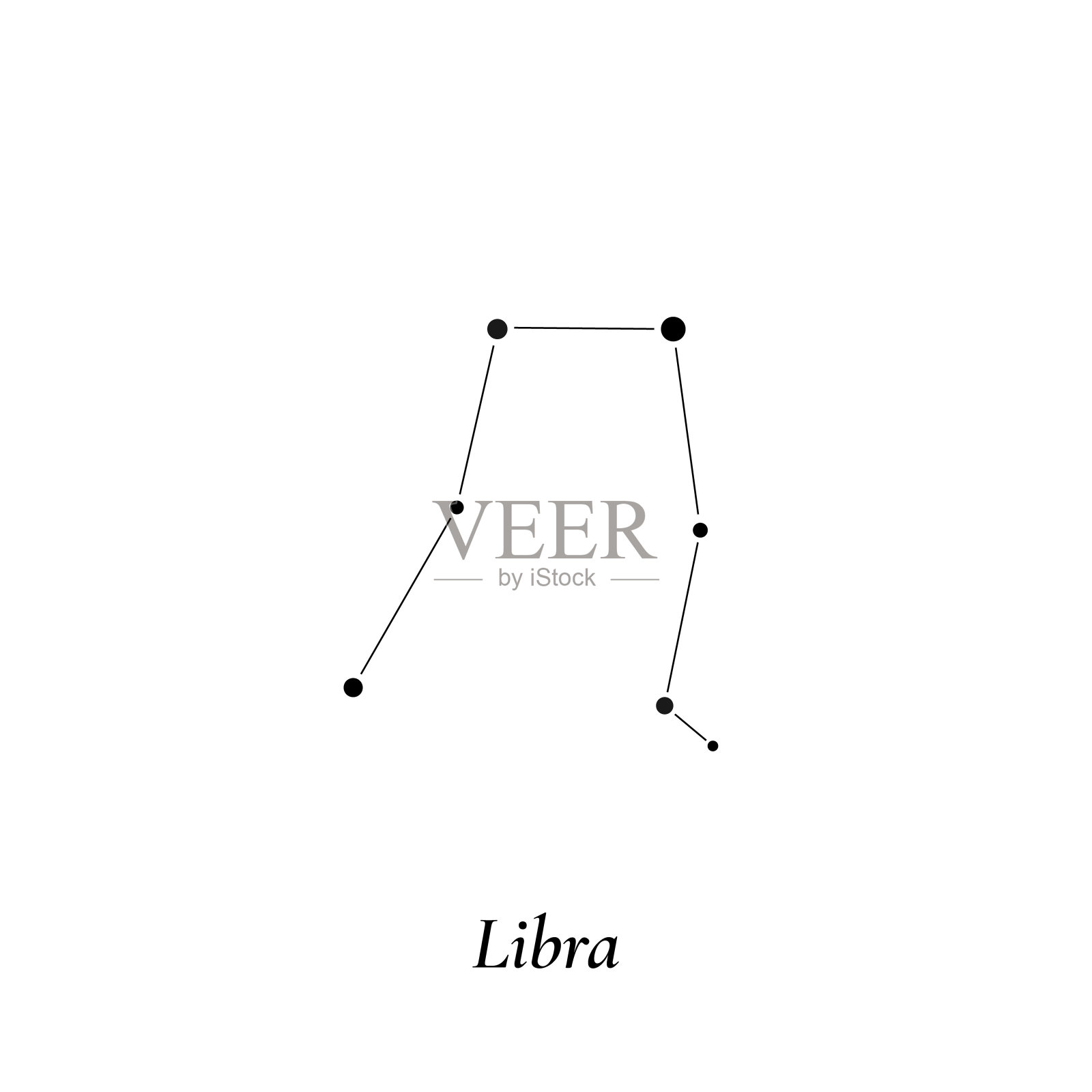 天秤座的迹象。黄道星座星图。矢量图插画图片素材