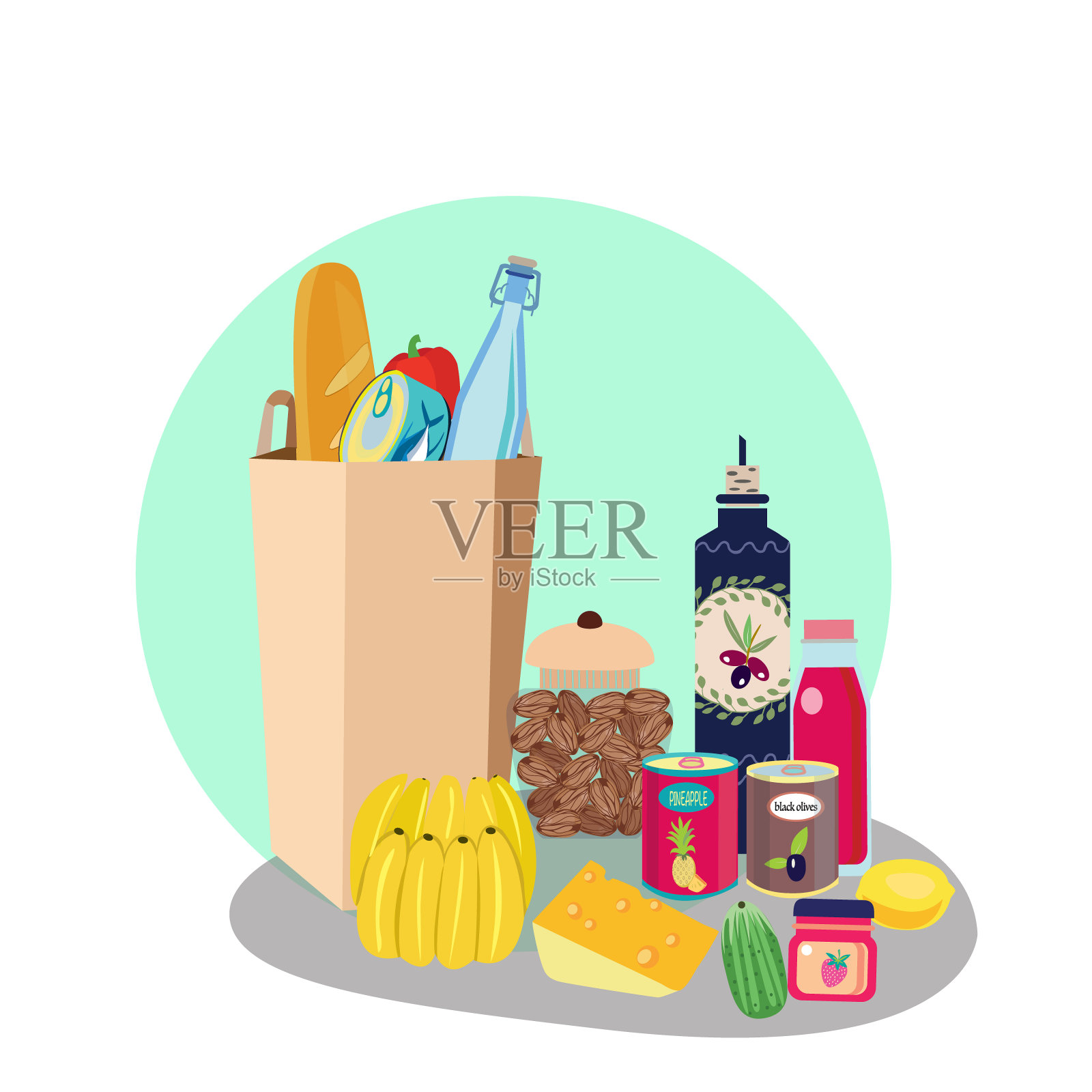 装食物的纸袋。插画图片素材