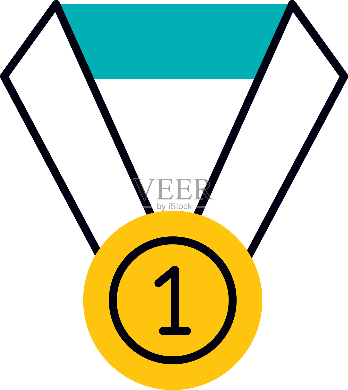 一号奖牌图标半线半色风格设计元素图片