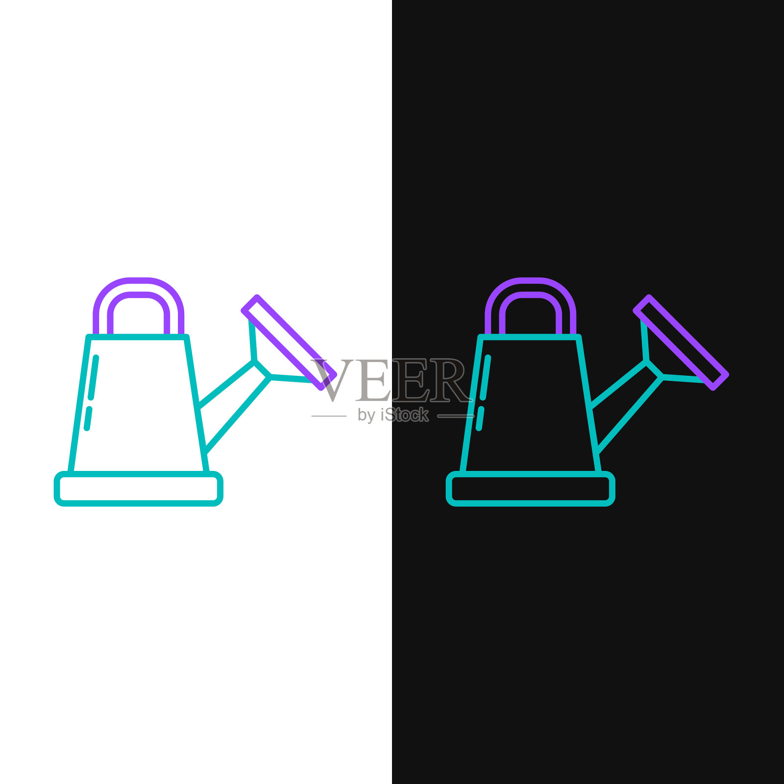 线喷壶图标孤立在白色和黑色插画图片素材