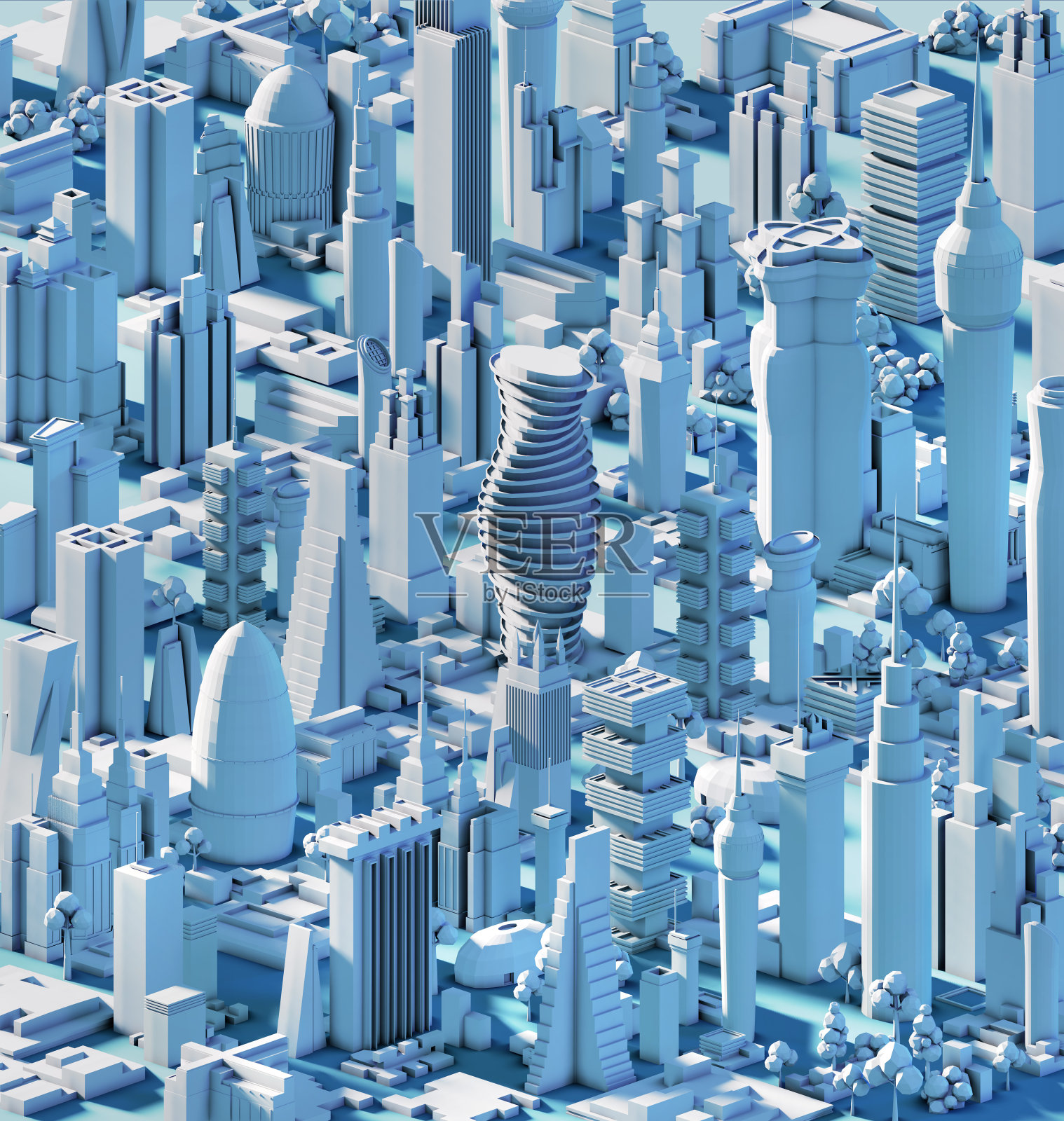 现代城市3D渲染图：商业和银行区与摩天大楼，现代企业建筑，首都，未来主义的城市景观。商业背景照片摄影图片