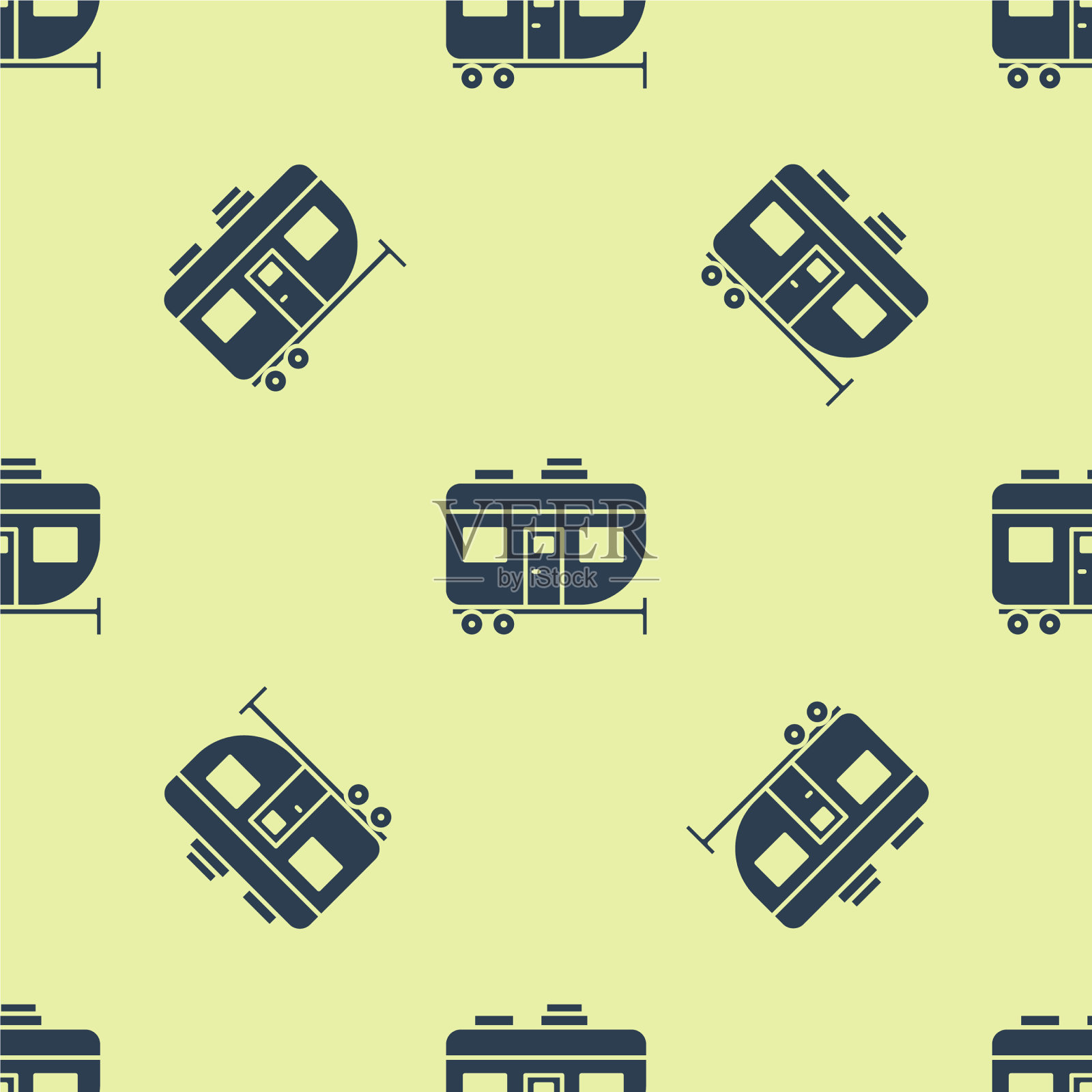 蓝色房车露营拖车图标孤立无缝插画图片素材