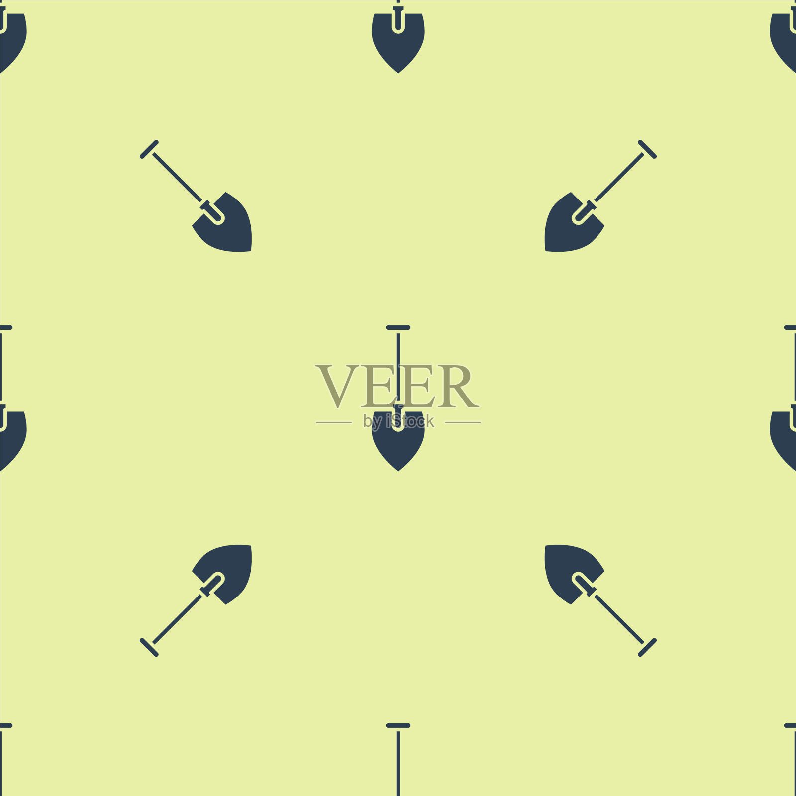 蓝色铲子图标隔离无缝图案上插画图片素材