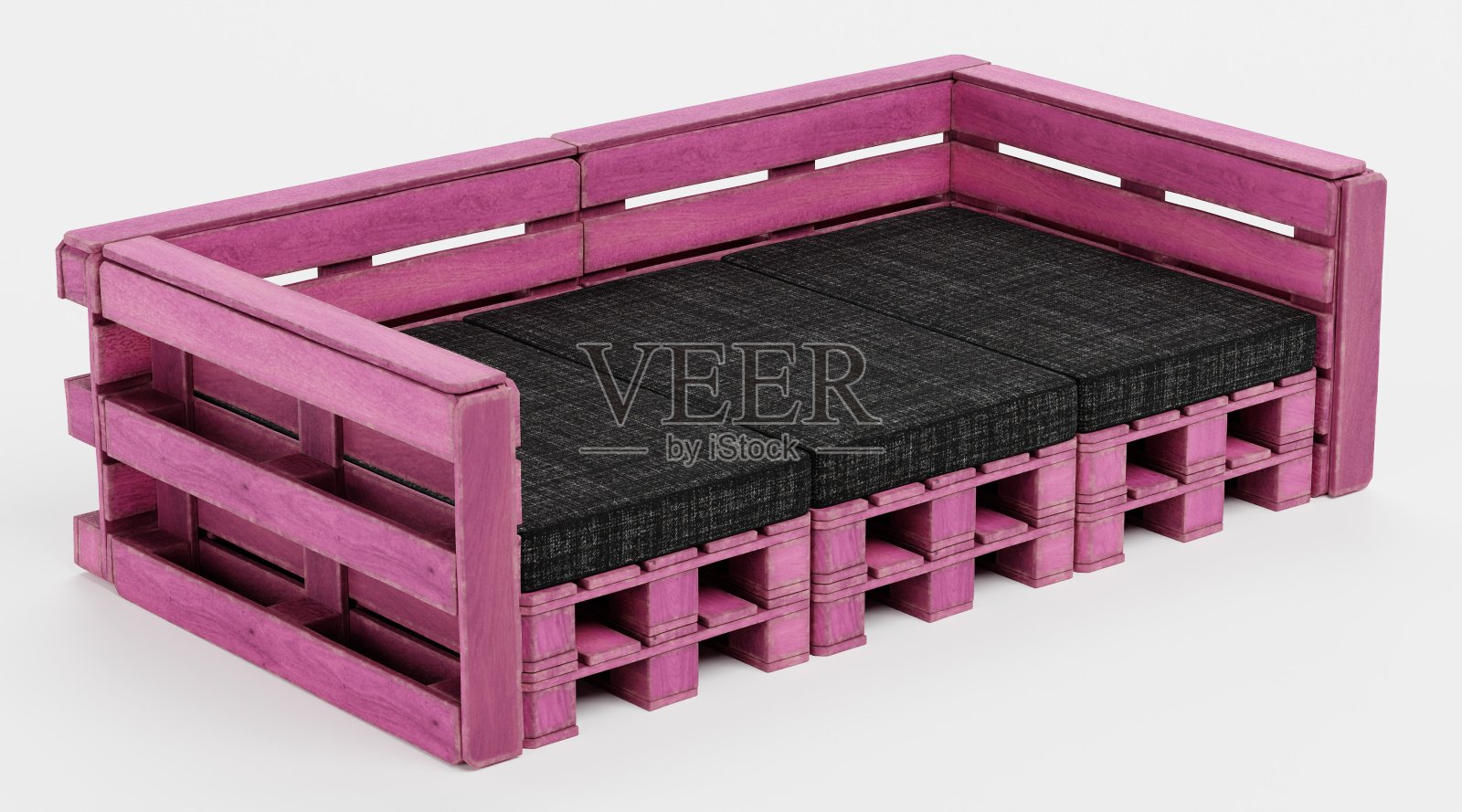 托盘家具的逼真3D渲染-沙发照片摄影图片