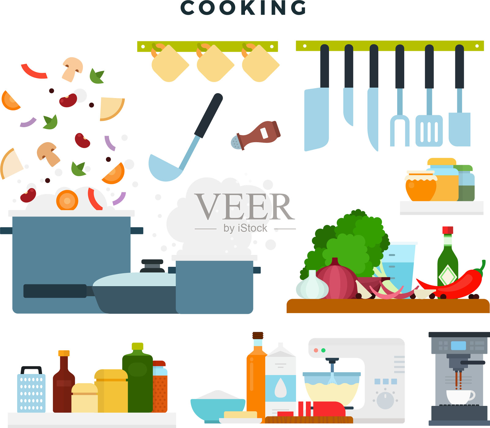 显示烹饪过程的设置插画图片素材