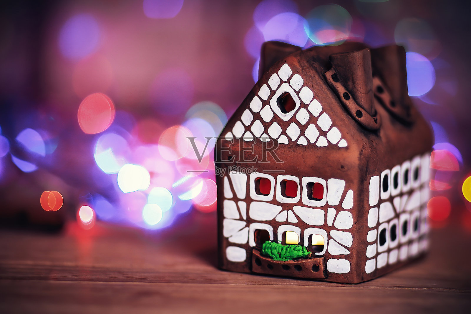 两个姜饼屋作为节日背景照片摄影图片