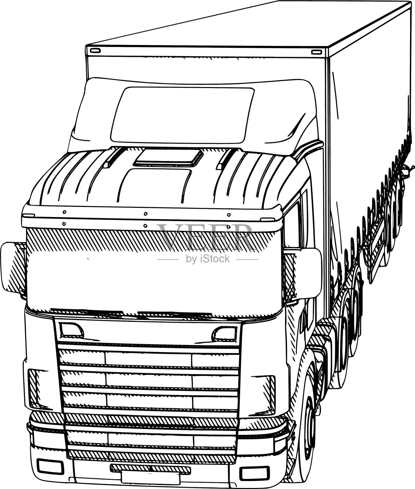 画一辆白色的卡车设计元素图片