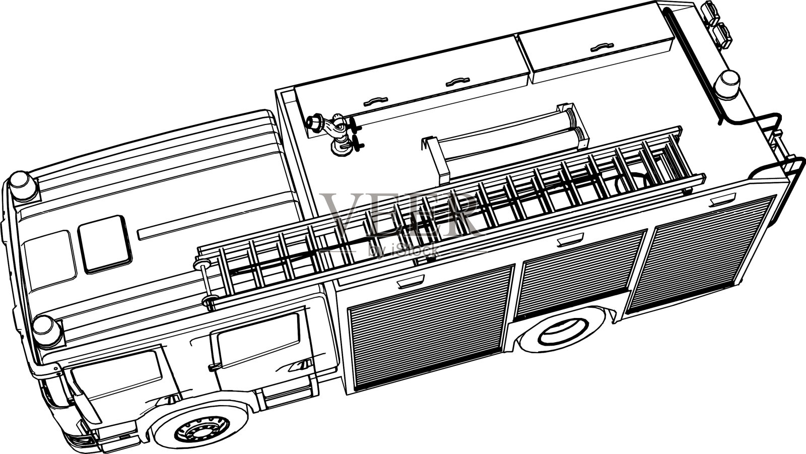 在白色背景上画一辆消防车设计元素图片