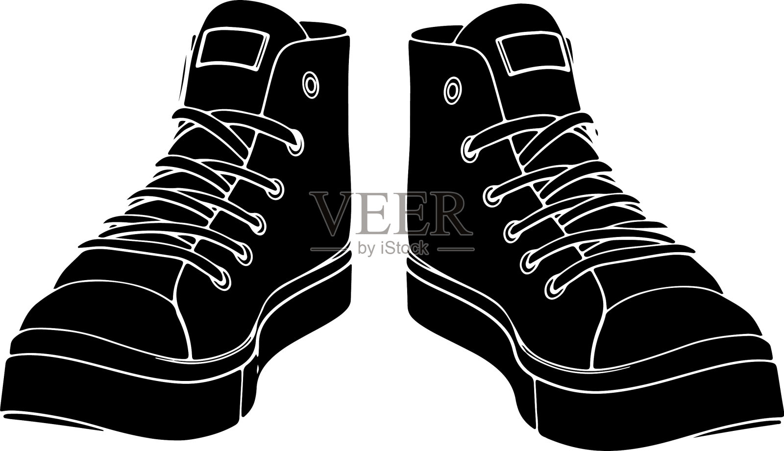 白色背景上的剪影运动鞋设计元素图片