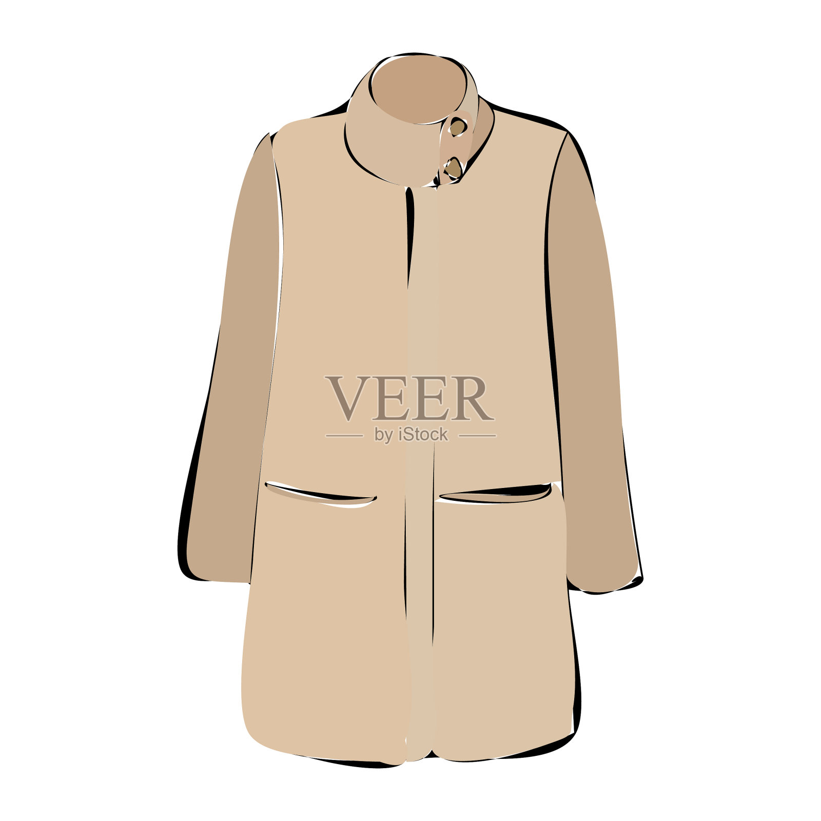 白色背景上的棕色秋色女人外套设计元素图片