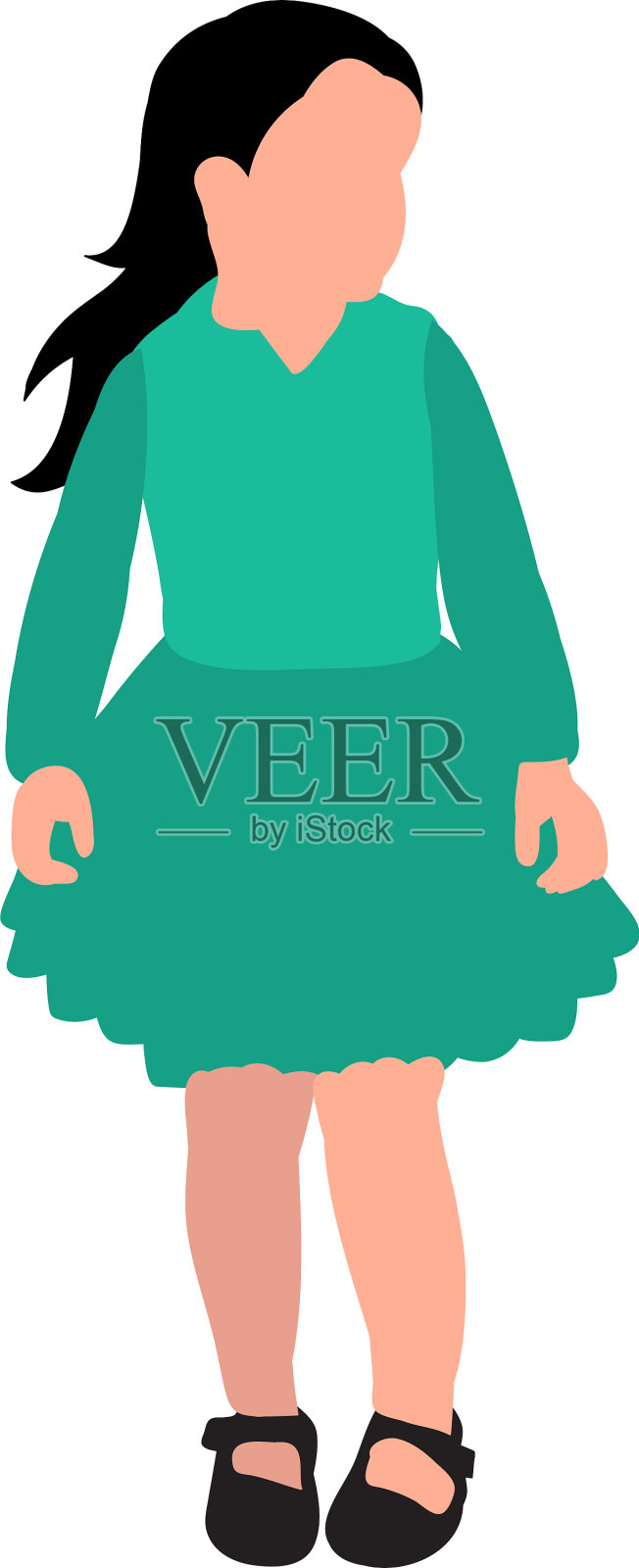 白色背景无脸的小女孩设计元素图片