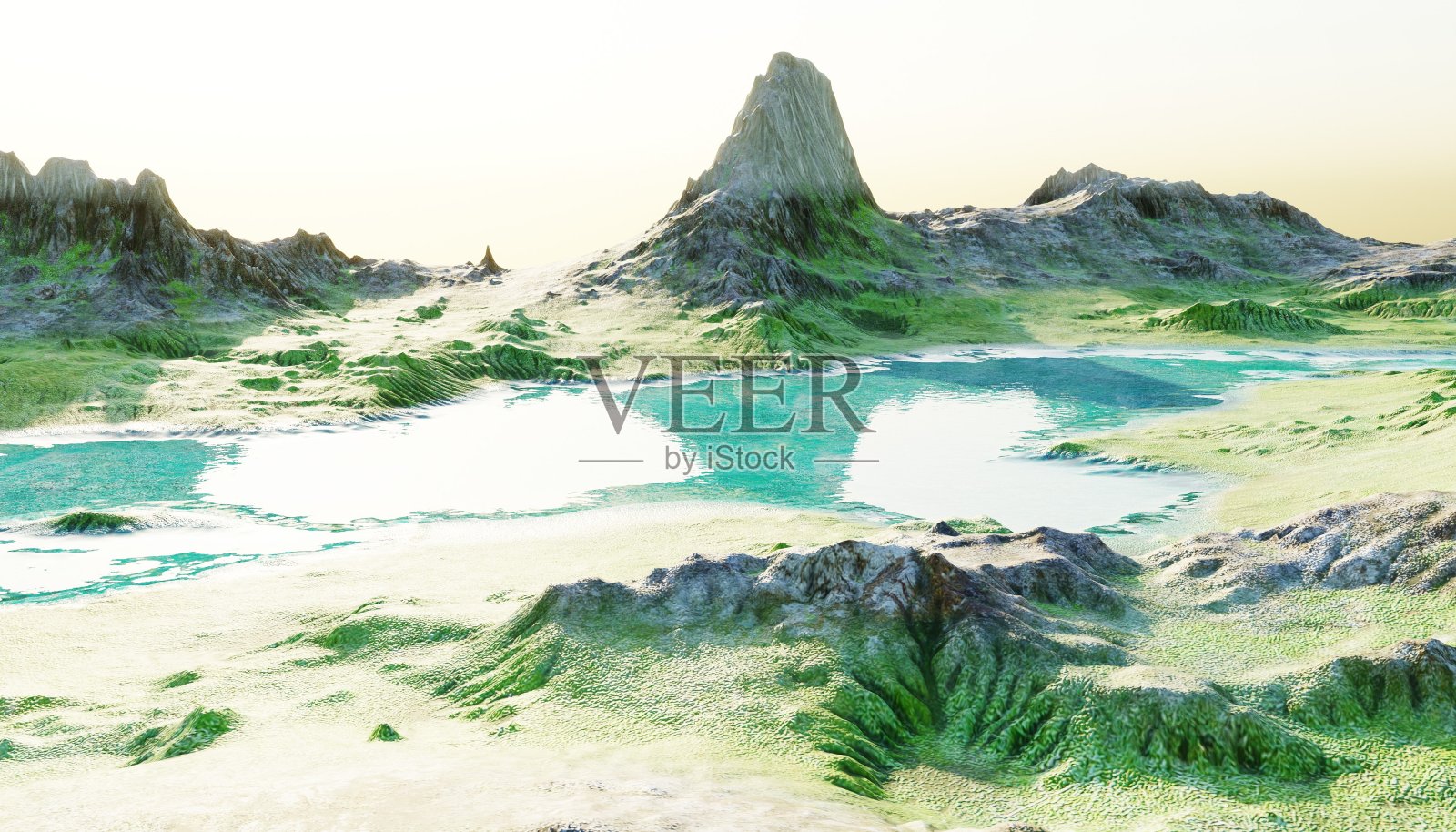 逼真的3D渲染湖照片摄影图片