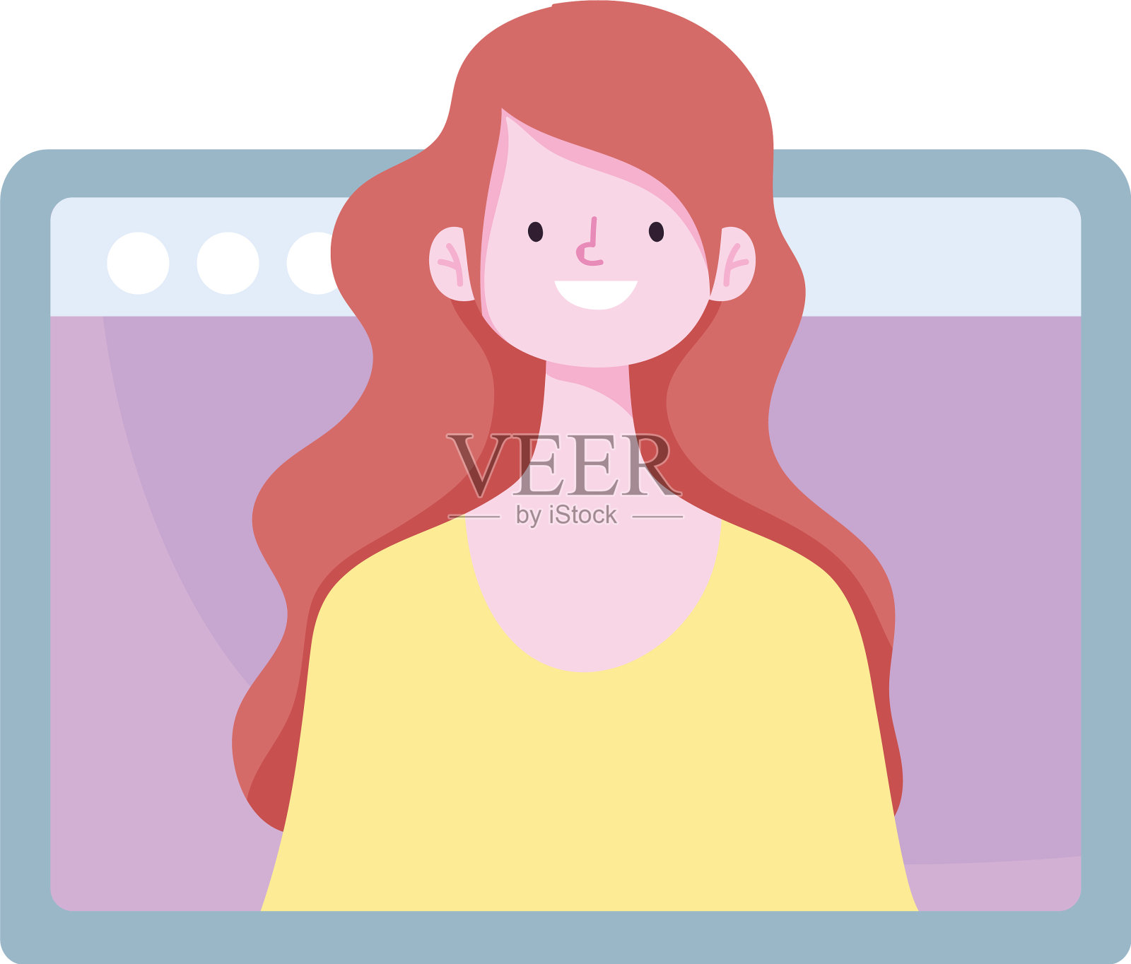 年轻女子视频在线培训孤立图标设计元素图片