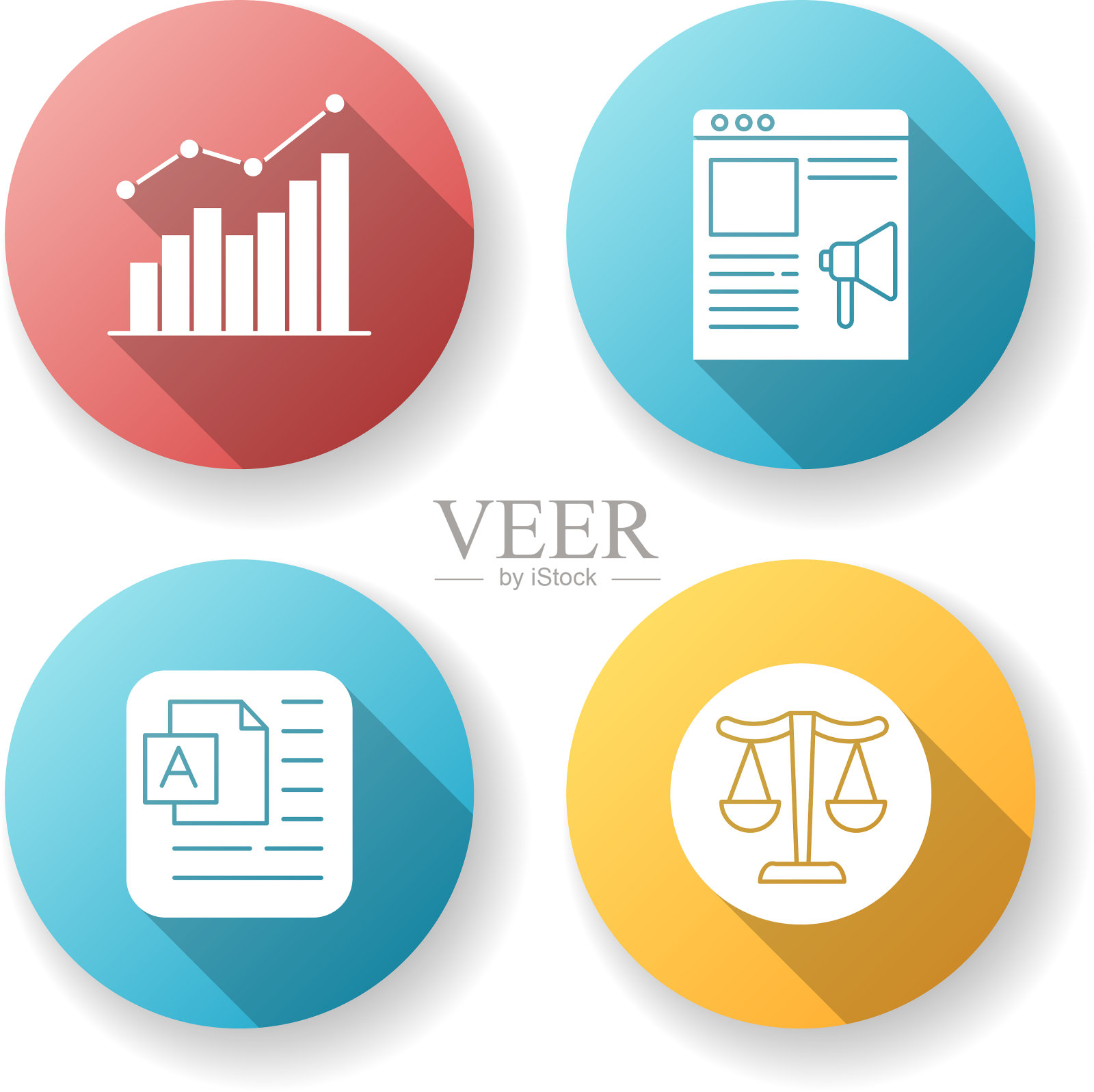 网络营销元素平面设计长影图标素材