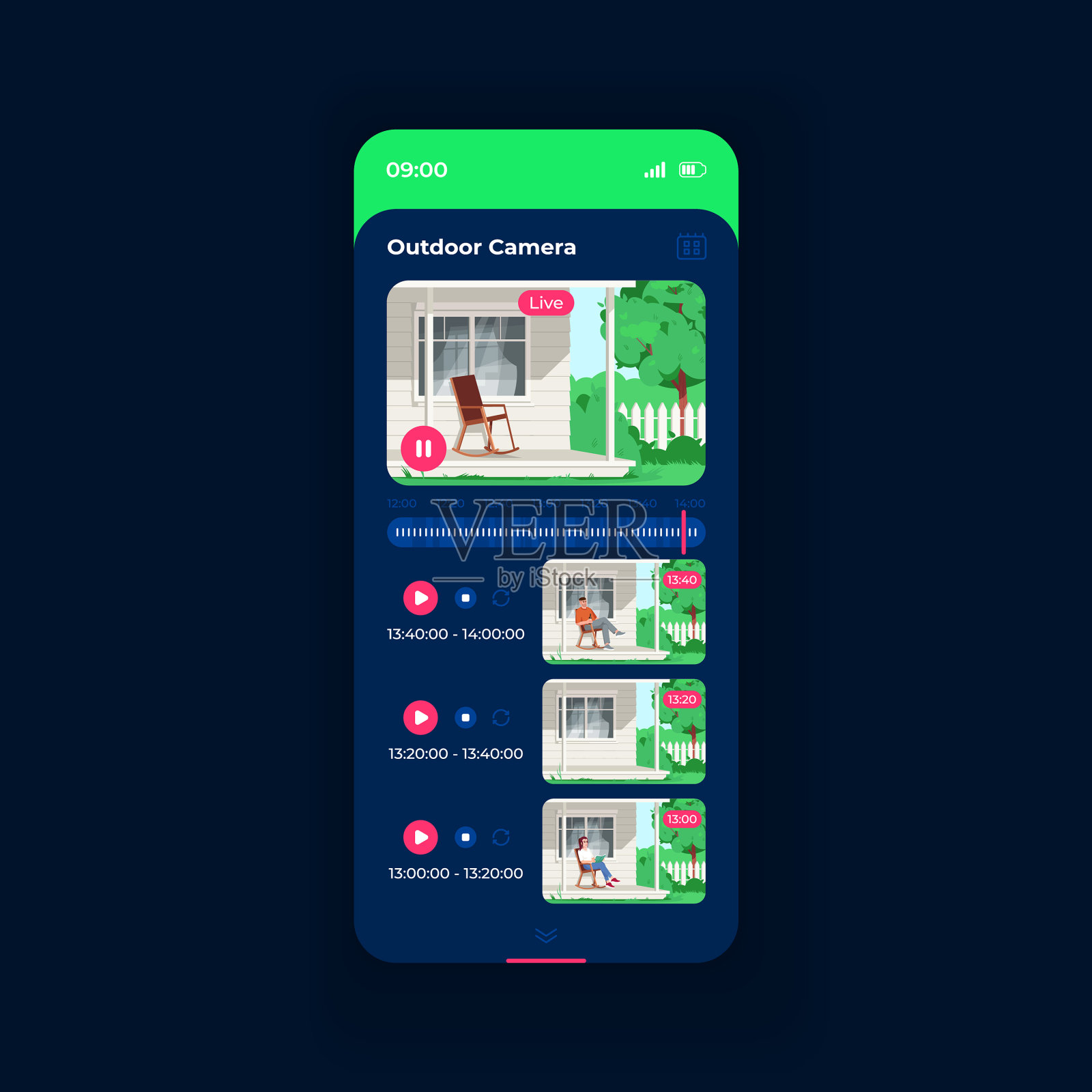 户外监控智能手机接口模板插画图片素材